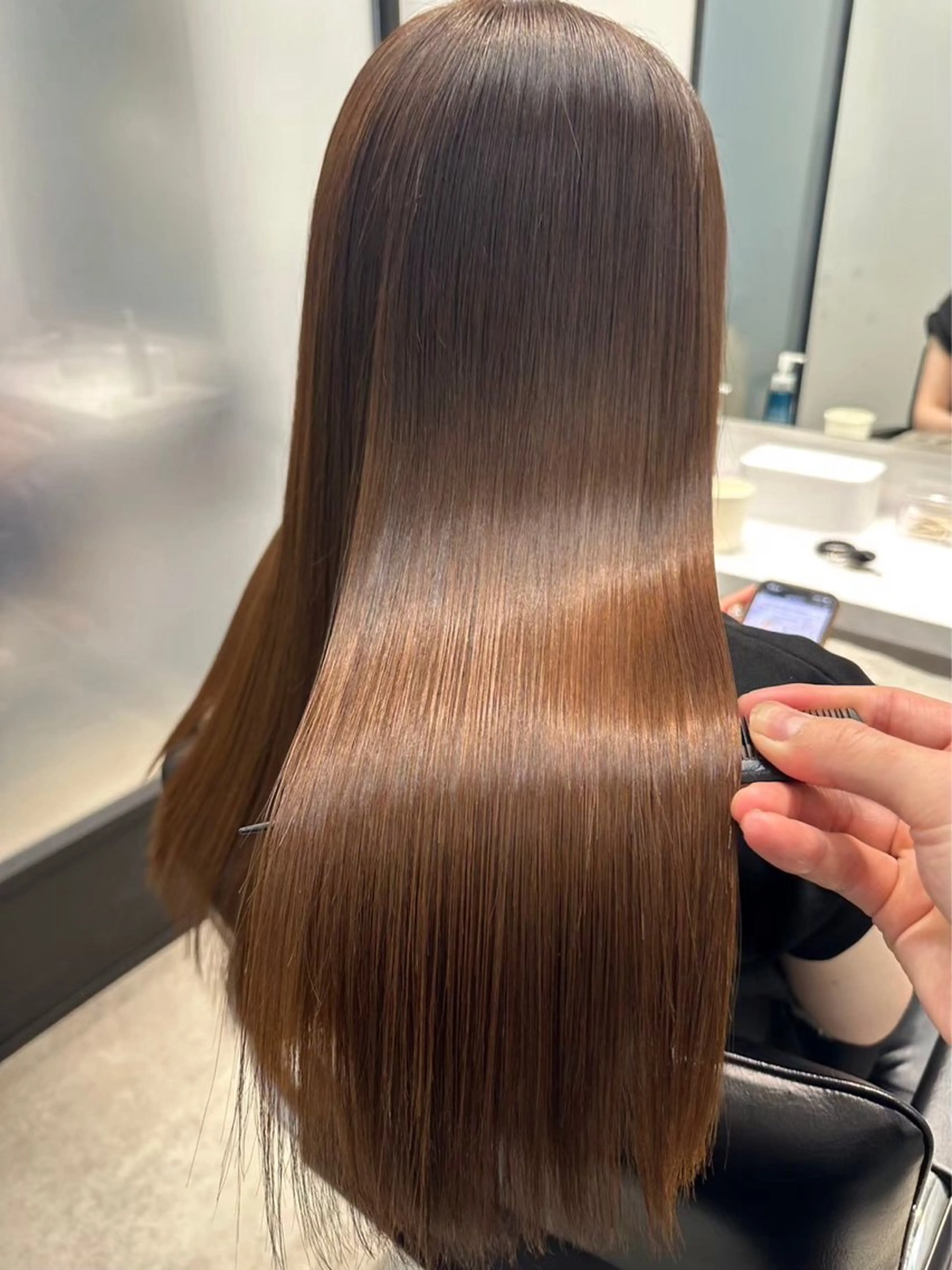 ロング 切りっぱなしボブ ボブ 髪質改善 韓国風ヘア レイヤーカット カット ヘアカラー トリートメント ヘッドスパ ヘアセット Wカラー/髪質改善/ 艶カラー🩶Sanaのヘアスタイル