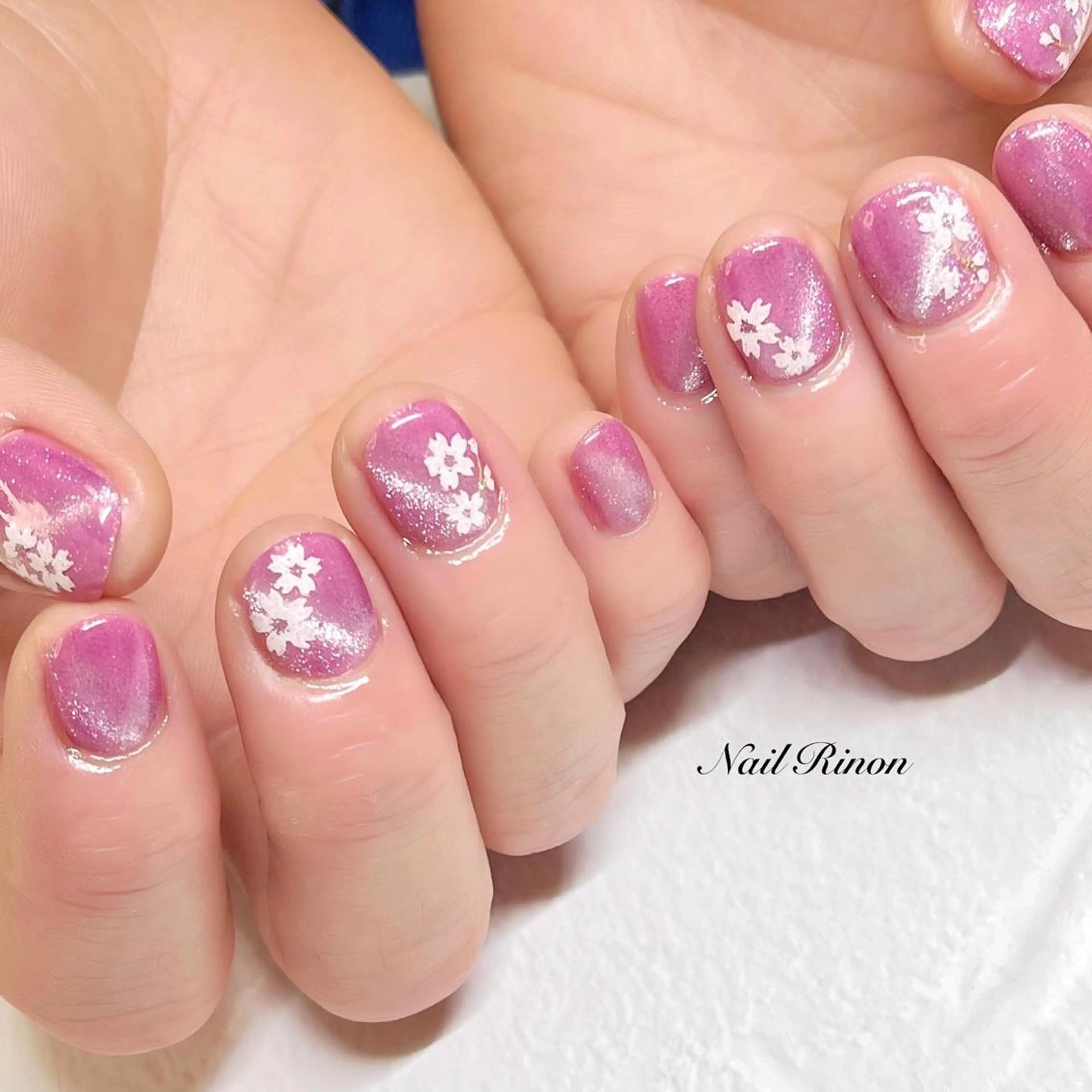 ネイル 桜ネイル マグネットネイル ハンドネイル Nail Rinonのネイルデザイン