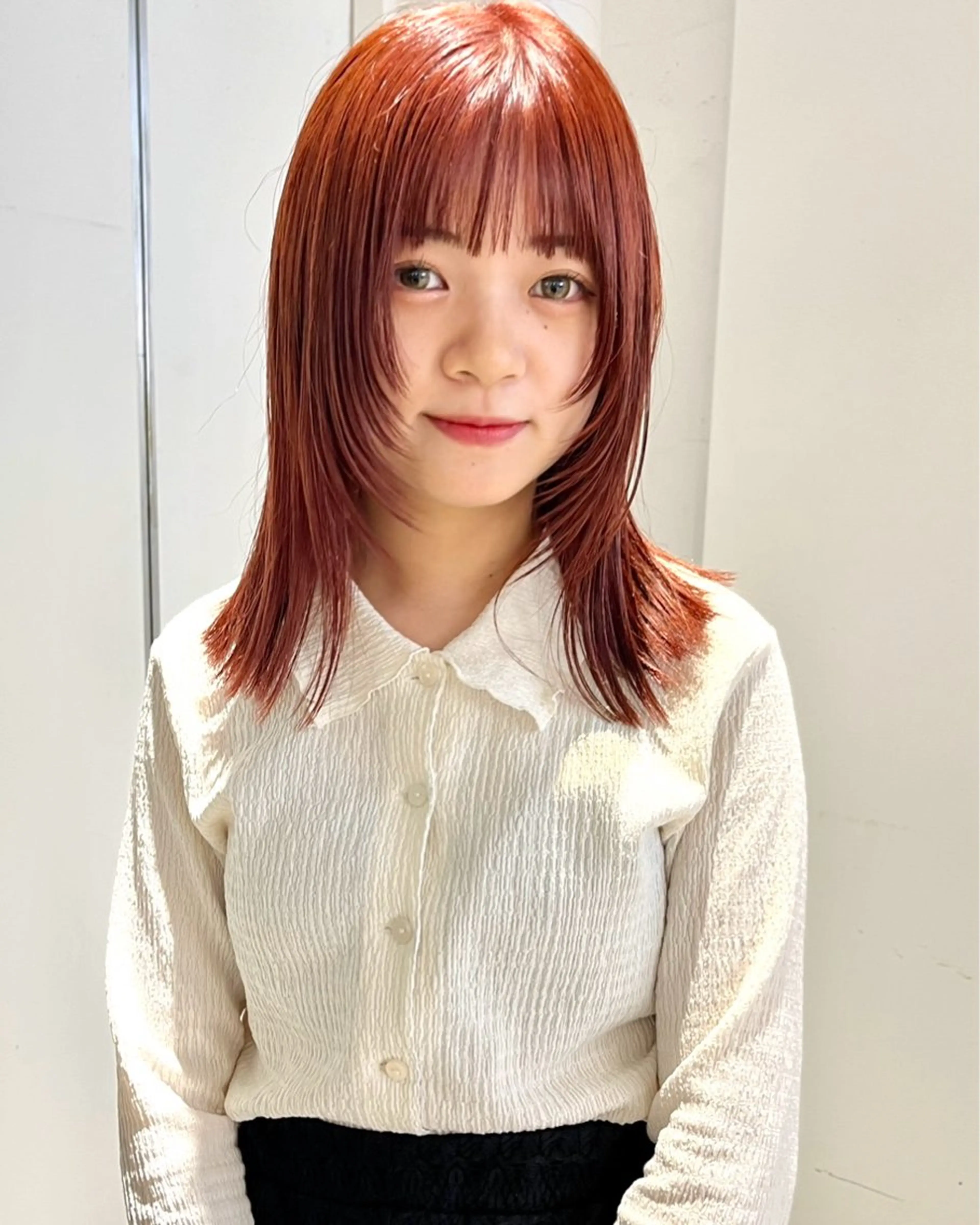 セミロング カラー レッドカラー 顔周りカット 顔周りカット/透明感 カラー✂️MEIのヘアスタイル