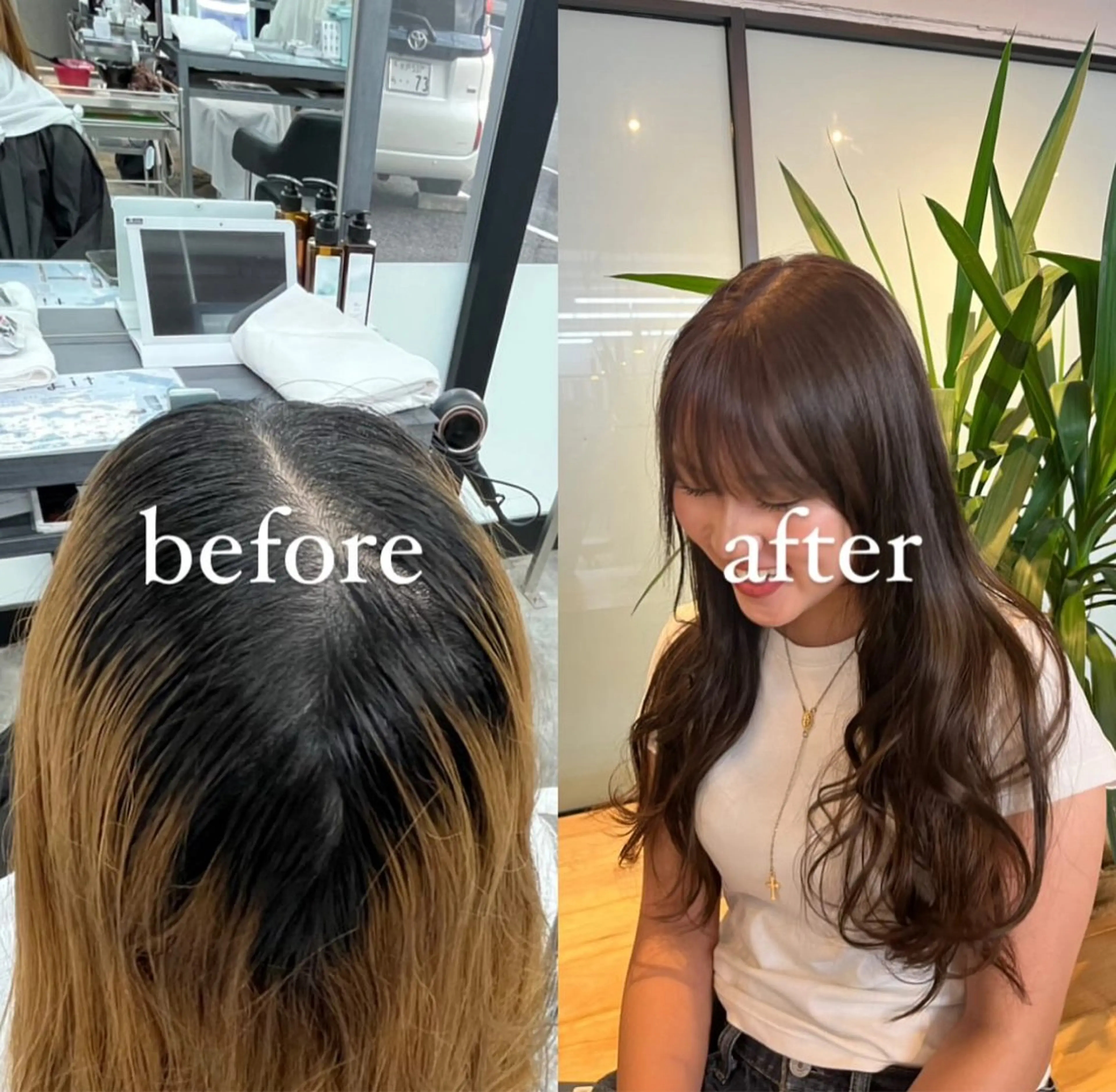 カラー ブリーチ ヘアカラー 艶カラー/美髪縮毛 さとりんのヘアスタイル