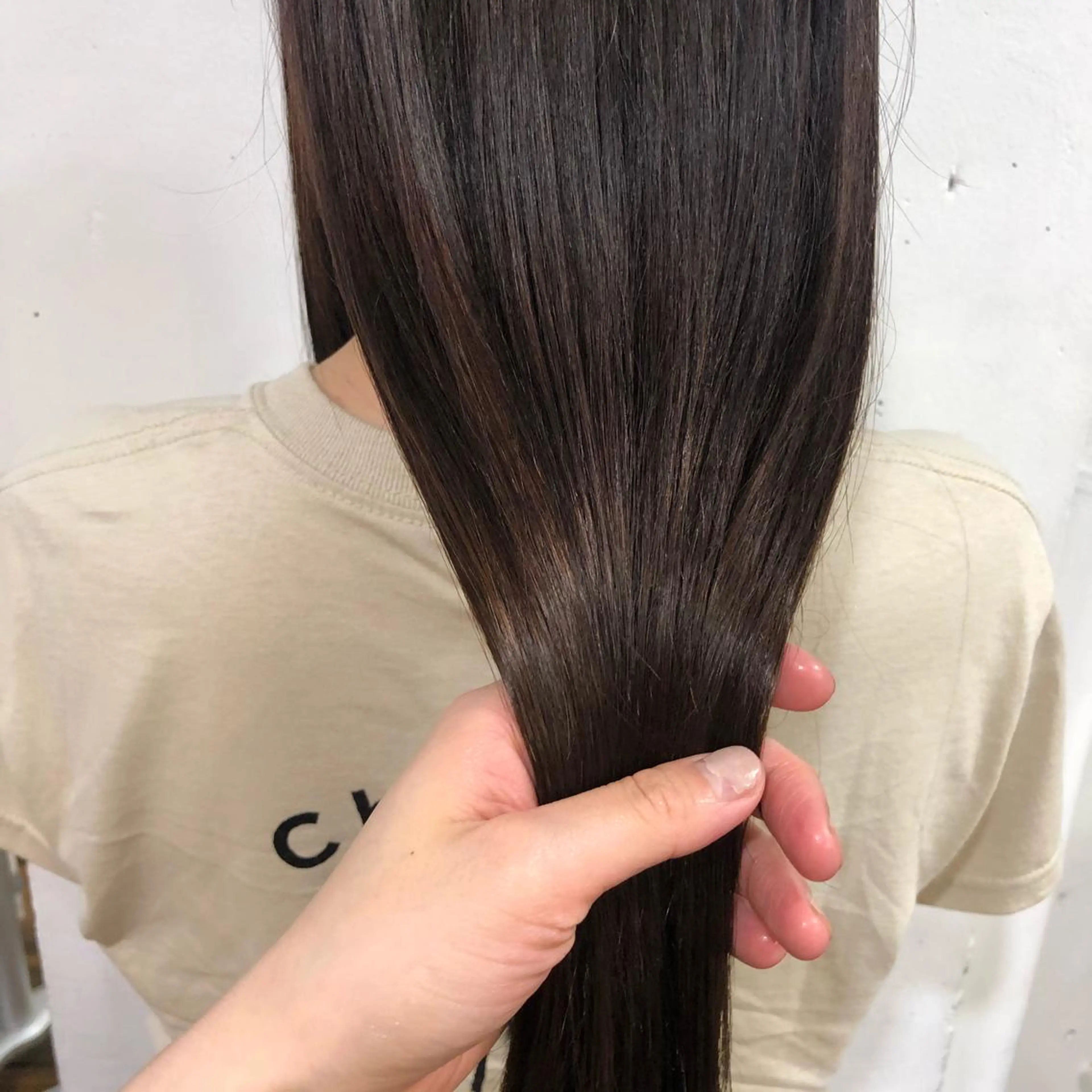 ロング カラー ブリーチなしで透け感 暖色カラーボブaoiのヘアスタイル