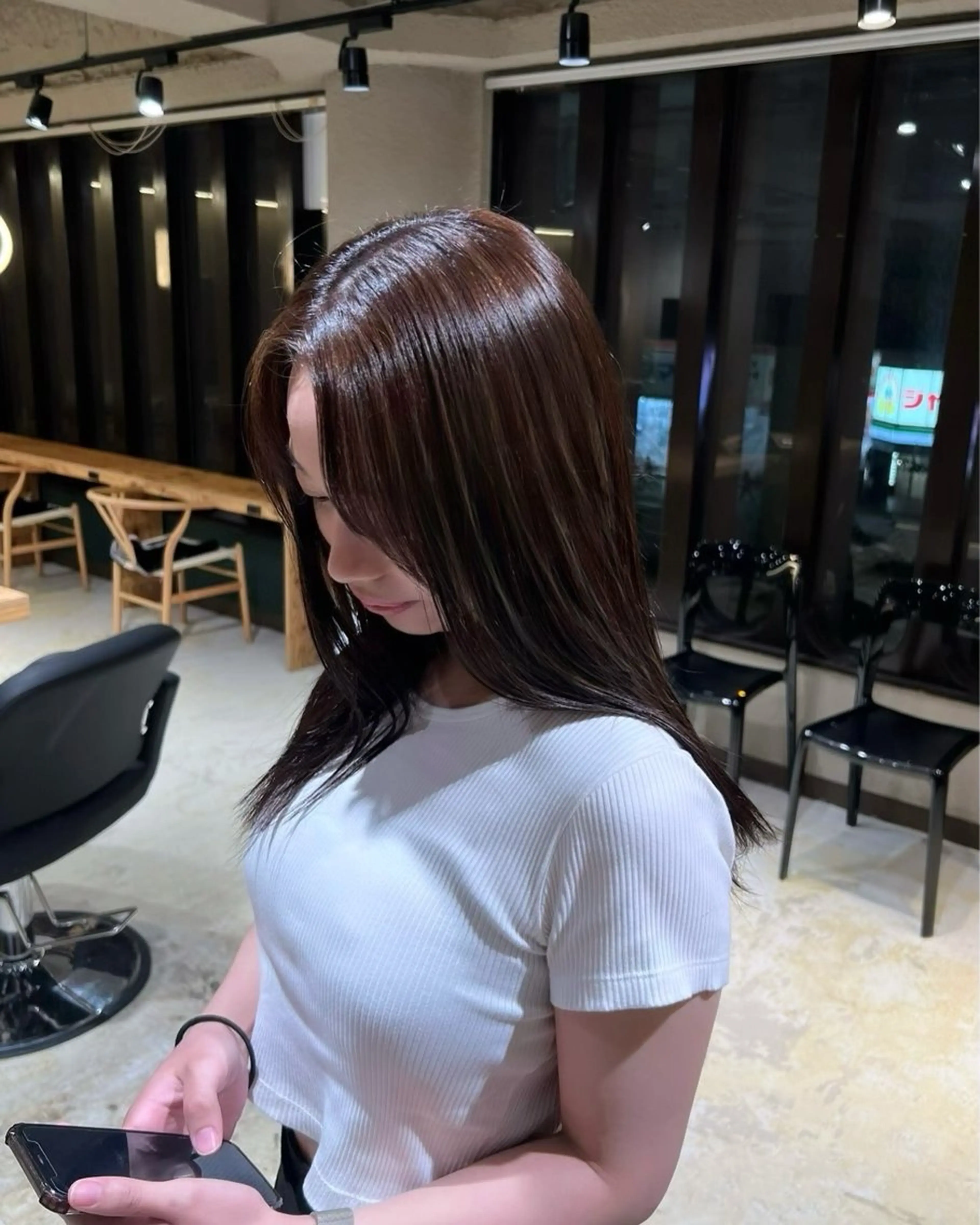 セミロング カラー 💖難波レイヤー カット💖ツバサのヘアスタイル
