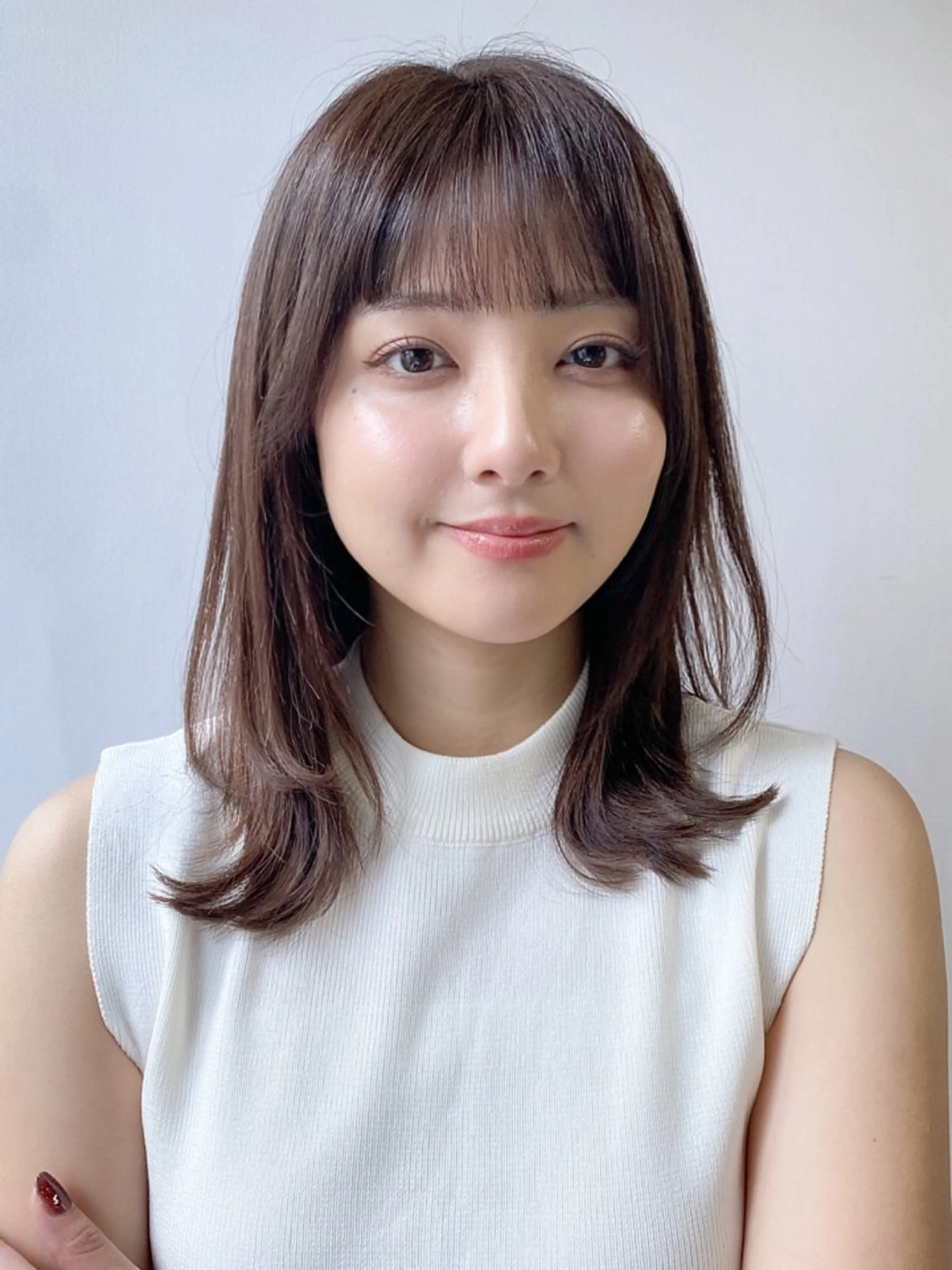 セミロング カラー くびれヘア レイヤーカット 佐藤 侑哉のヘアスタイル