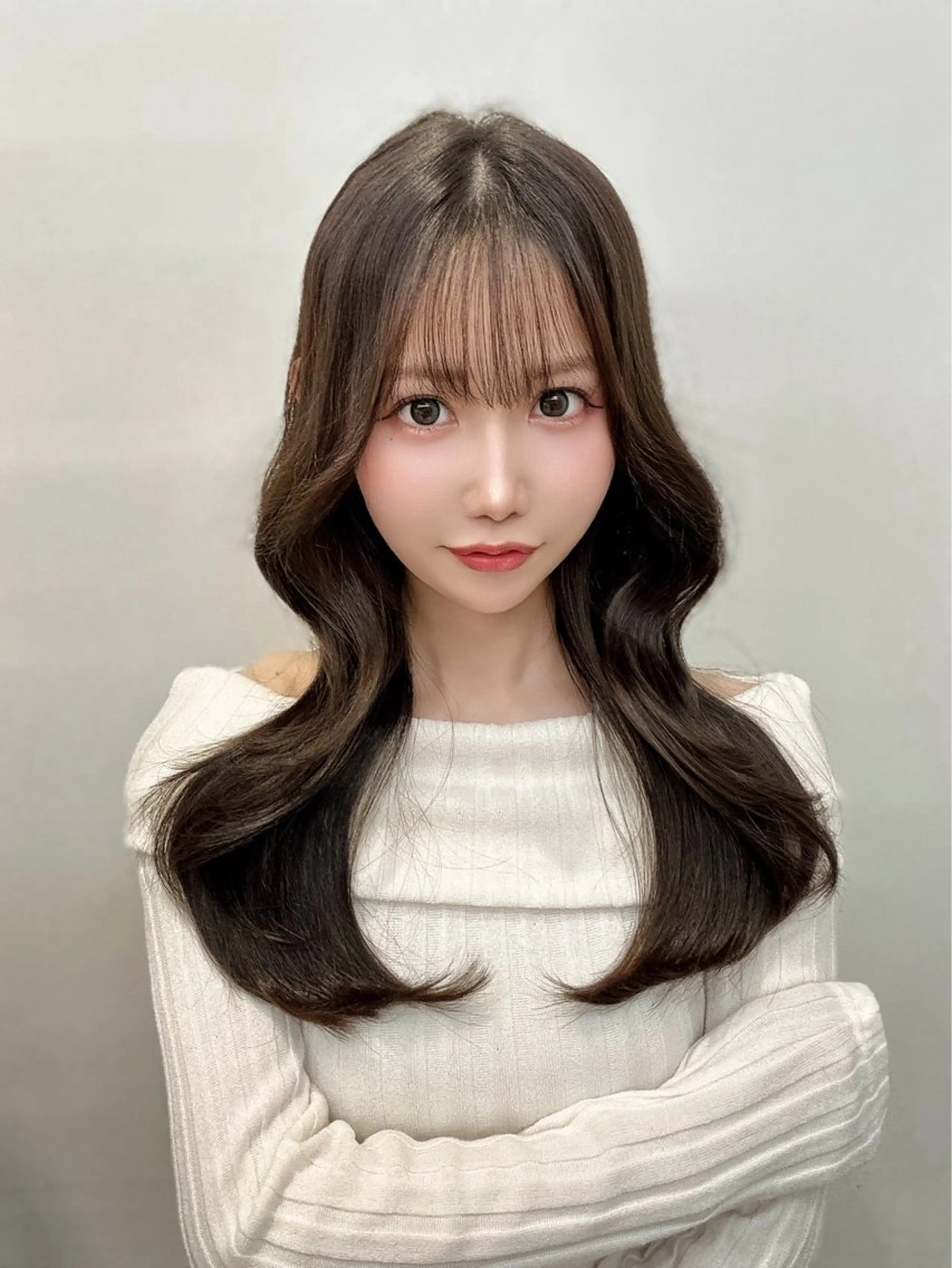 ロング カラー 顔周り似合わせ・巻け るレイヤー水谷航大のヘアスタイル