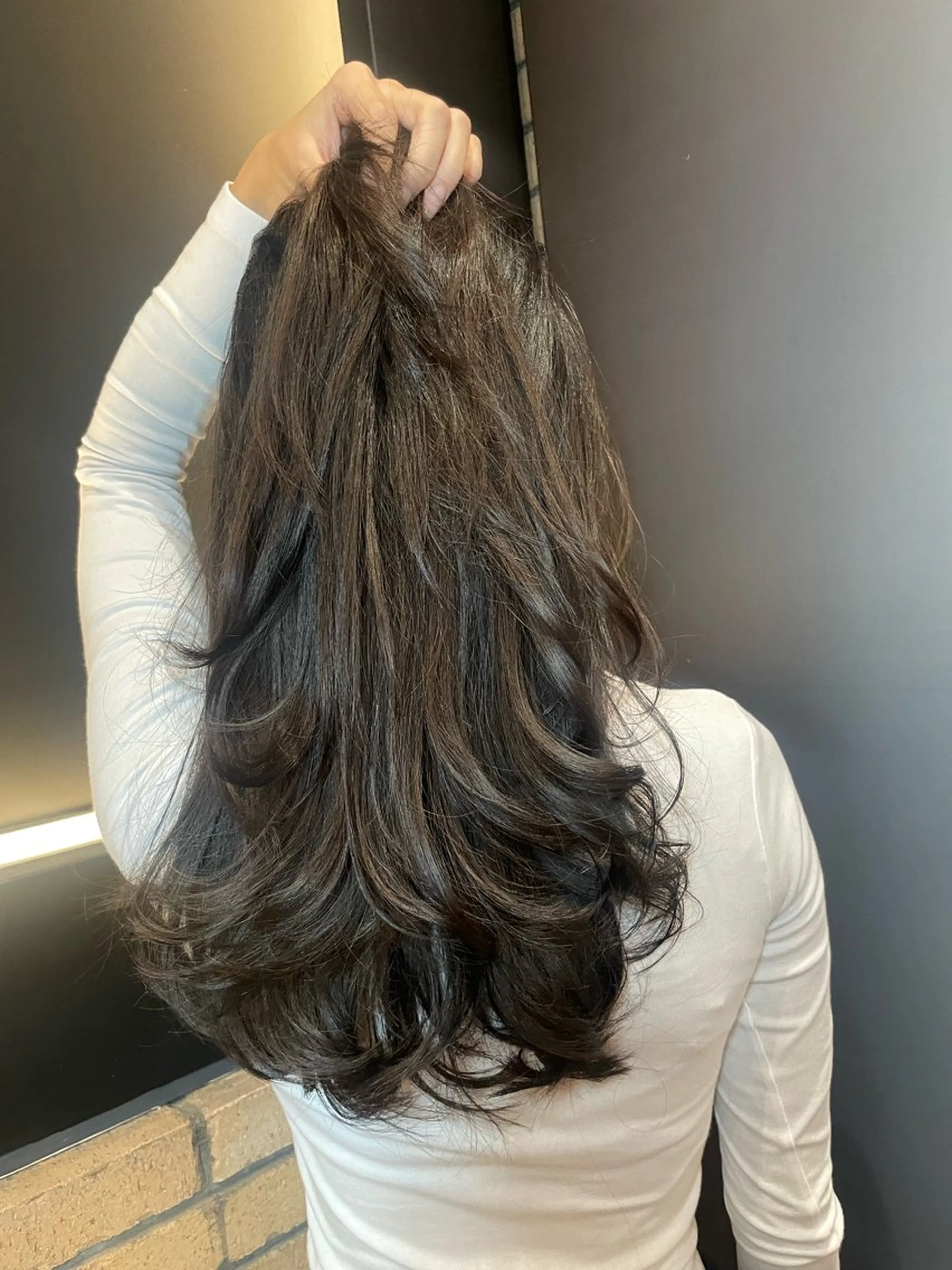 ロング カラー ブラウンカラー ダークブラウン 顔まわりレイヤー レイヤーカット 縮毛矯正 カット ヘアカラー レイヤー /髪質改善/ariのヘアスタイル