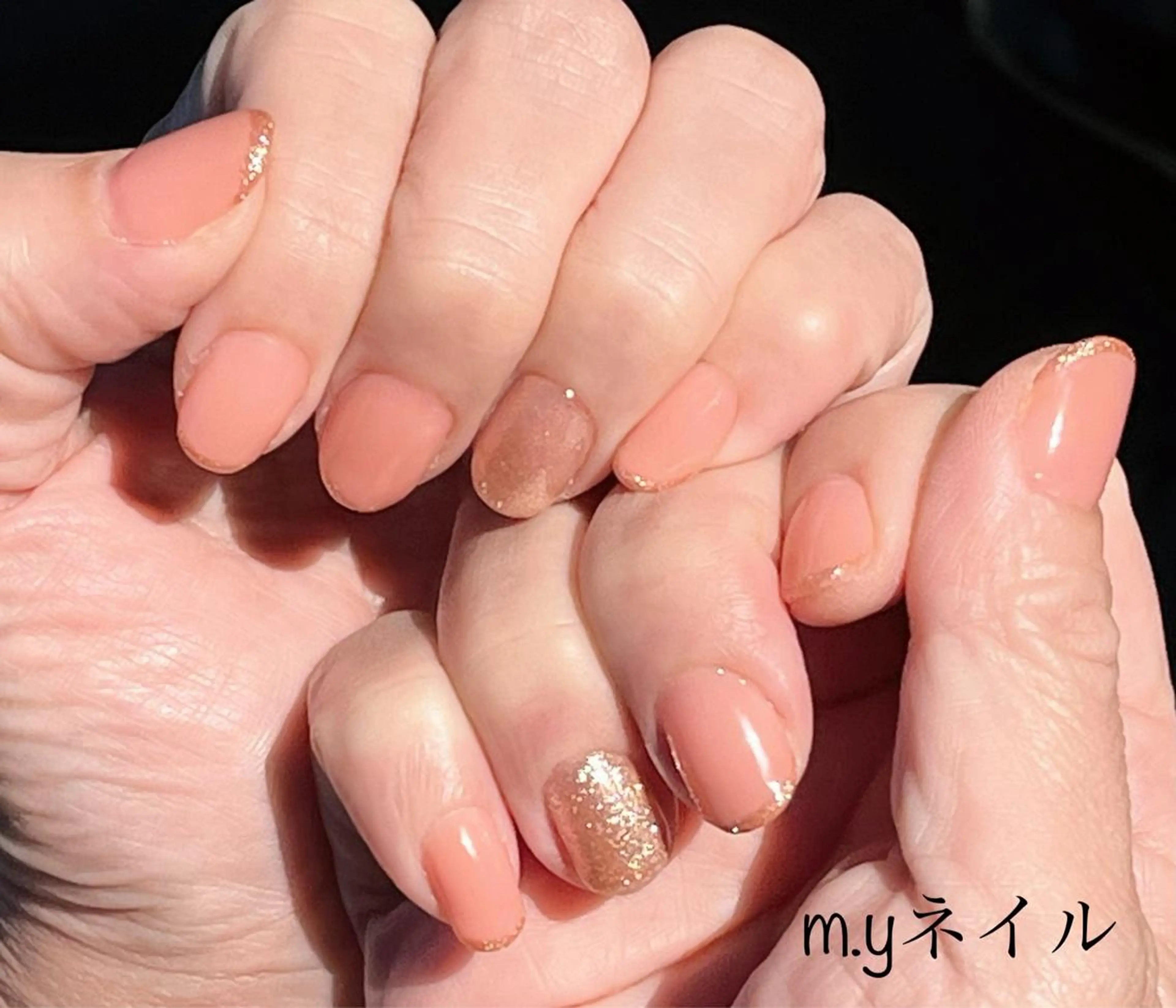 ネイル ゴールド オレンジ m.yネイル所属・末石 真悠のネイルデザイン