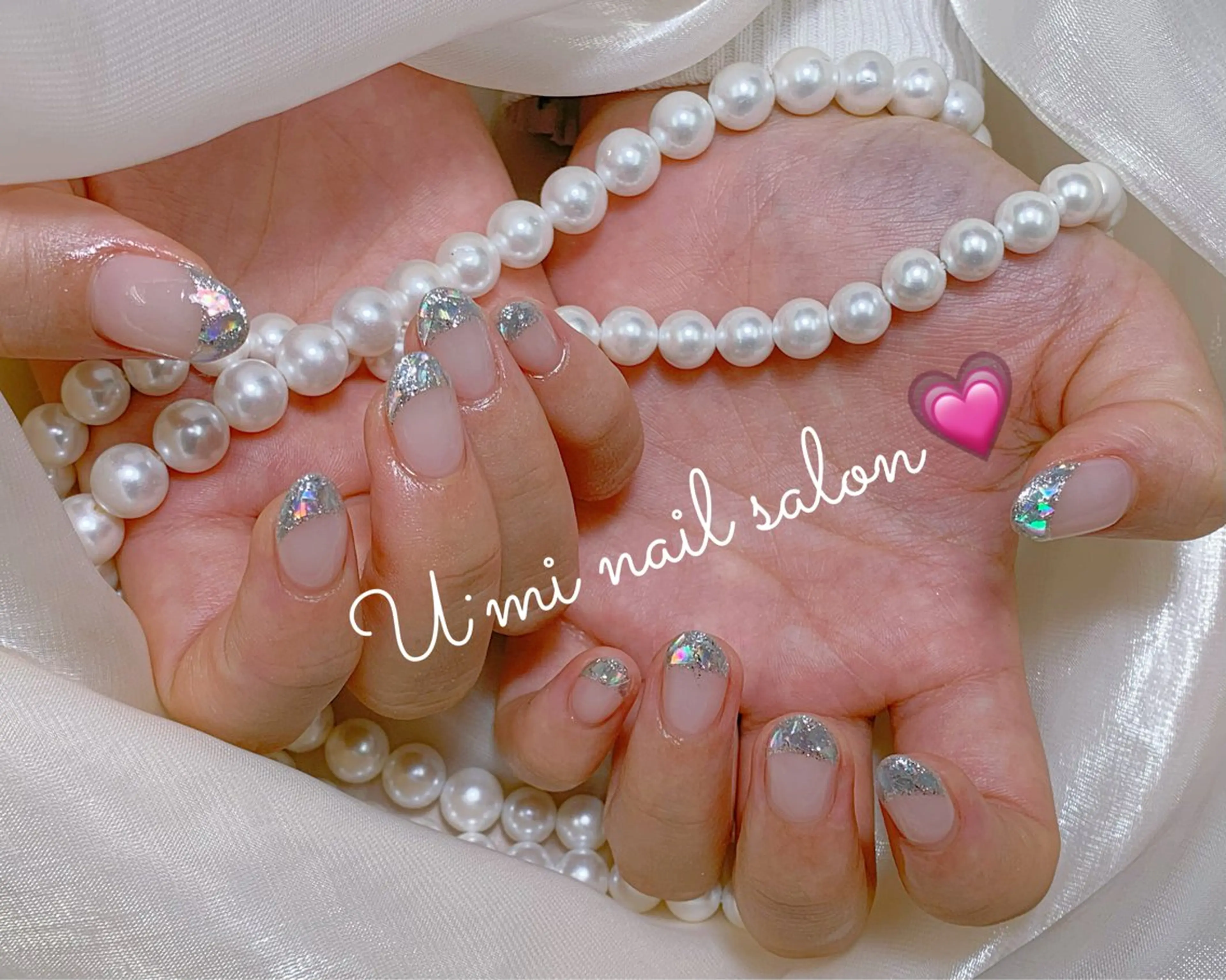 ネイル フレンチネイル ガラスフレンチ ハンドネイル U·Mi nail salon所属・U·Mi 上野御徒町容のネイルデザイン