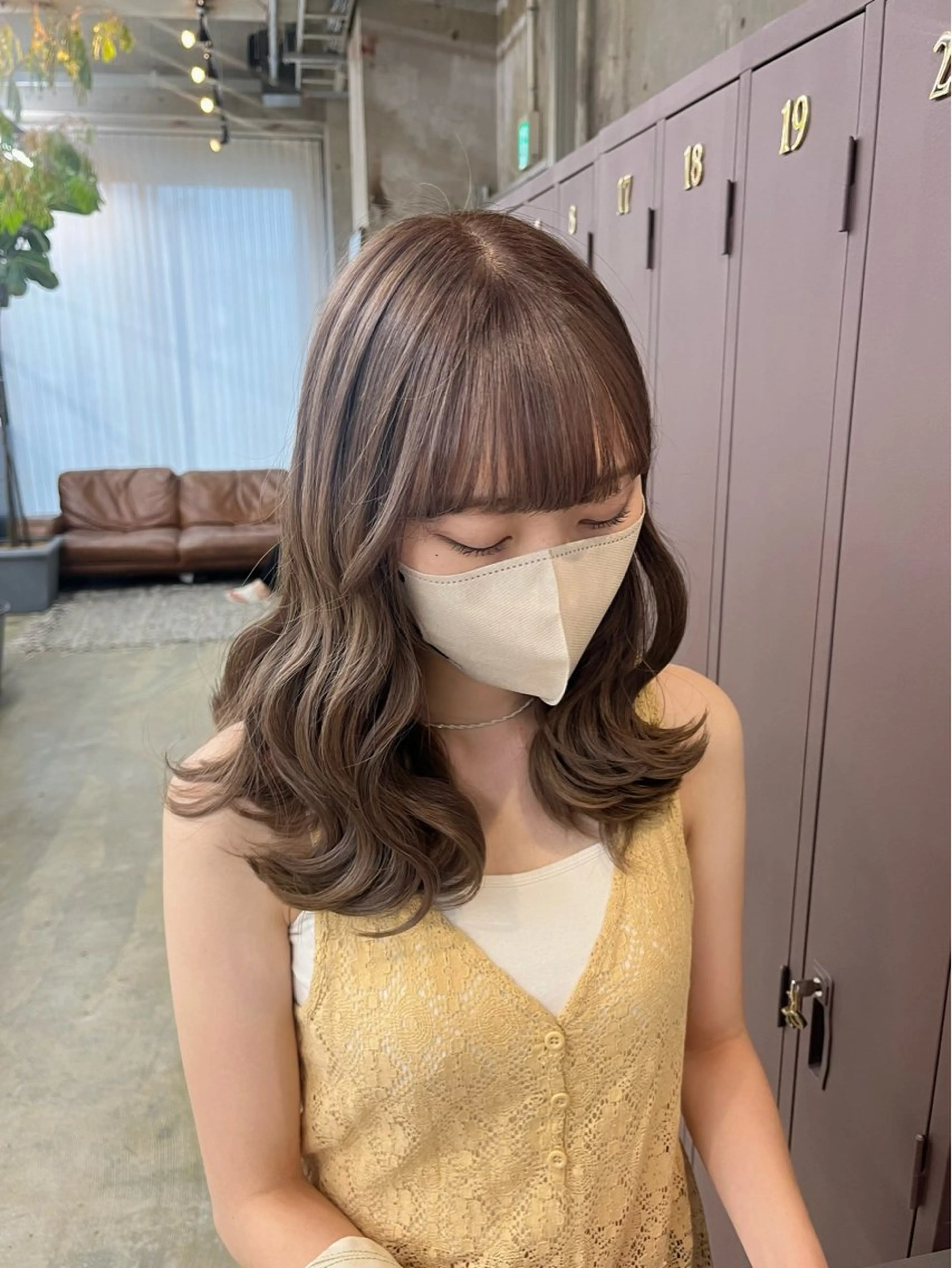 ミディアム ヘアカラー パーマ/オリーブ/ 酸性ストレート/ゆなのヘアスタイル