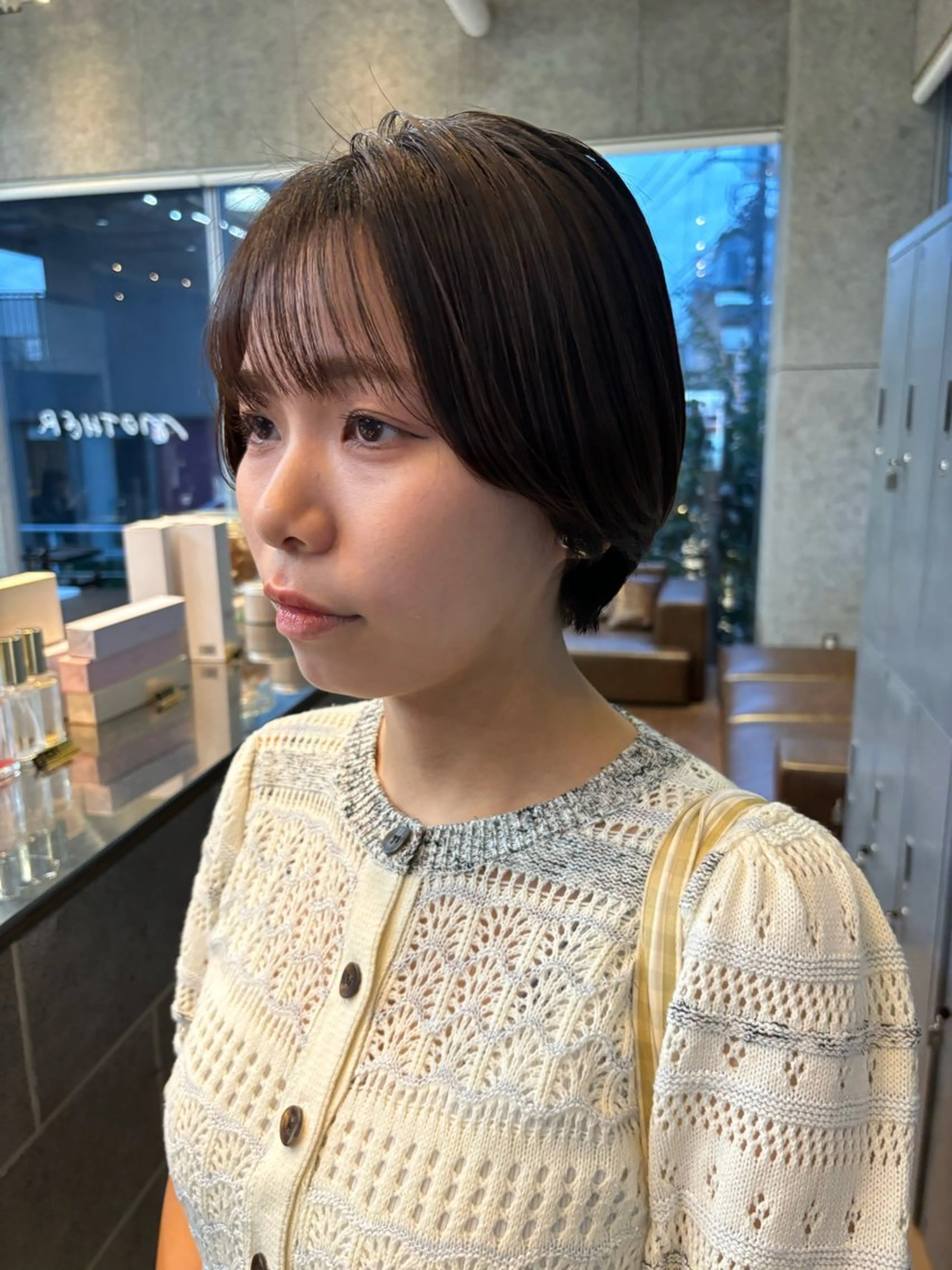 ショート カラー パーマ ヘアアレンジ ショートヘア カット ヘアカラー トリートメント ヘッドスパ ヘアセット 押切 響 のヘアスタイル