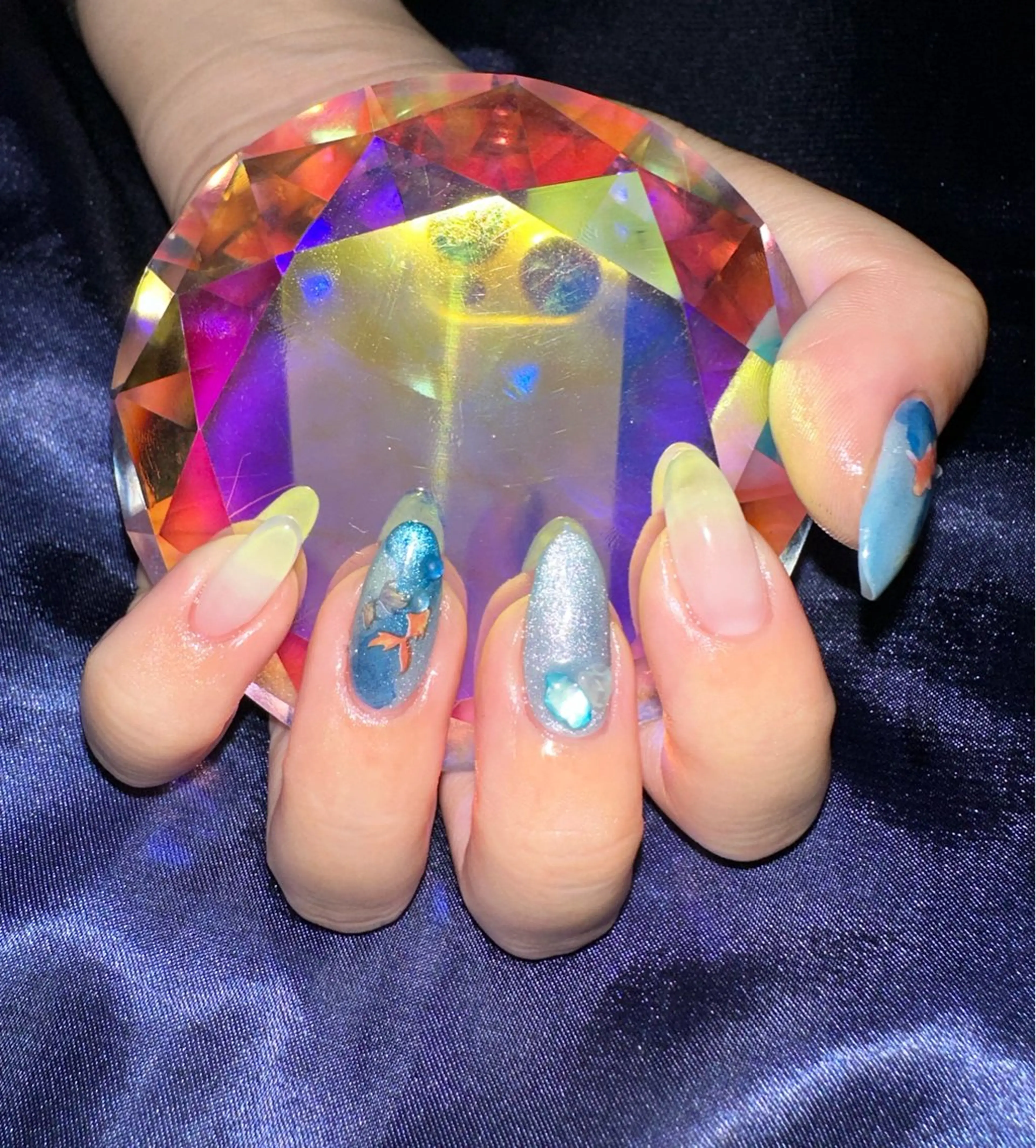 ネイル ブルー マグネットネイル 持ち込み ストーンネイル 夏ネイル ハンドネイル M Hのその他イメージ