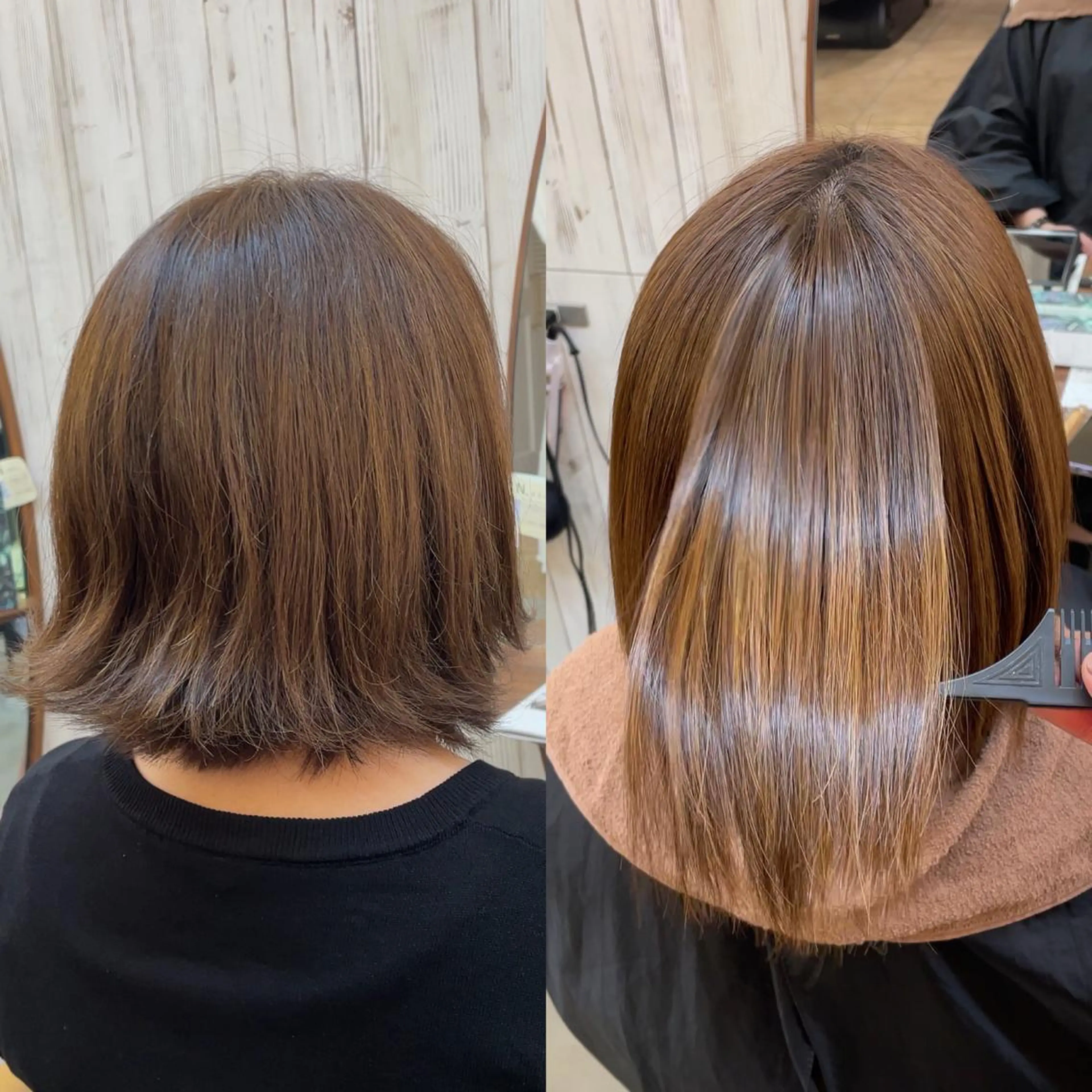 セミロング パーマ ボブ縮毛矯正 韓国レイヤーRINAのヘアスタイル