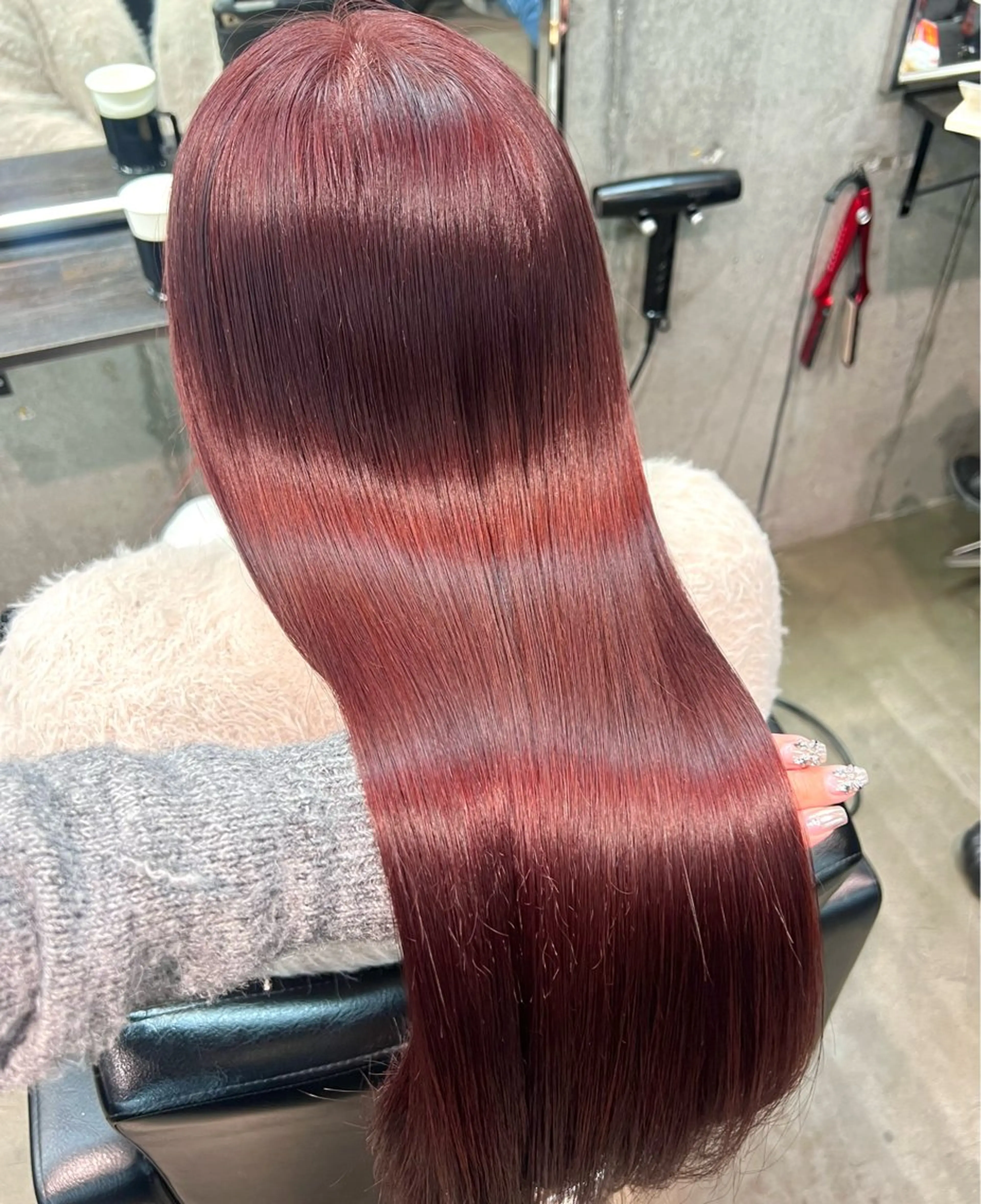 ロング カラー ブリーチ ブリーチなしカラー レッドカラー ヘアカラー トリートメント 透明感カラー ✨ 韓国艶髪💗菅原のヘアスタイル