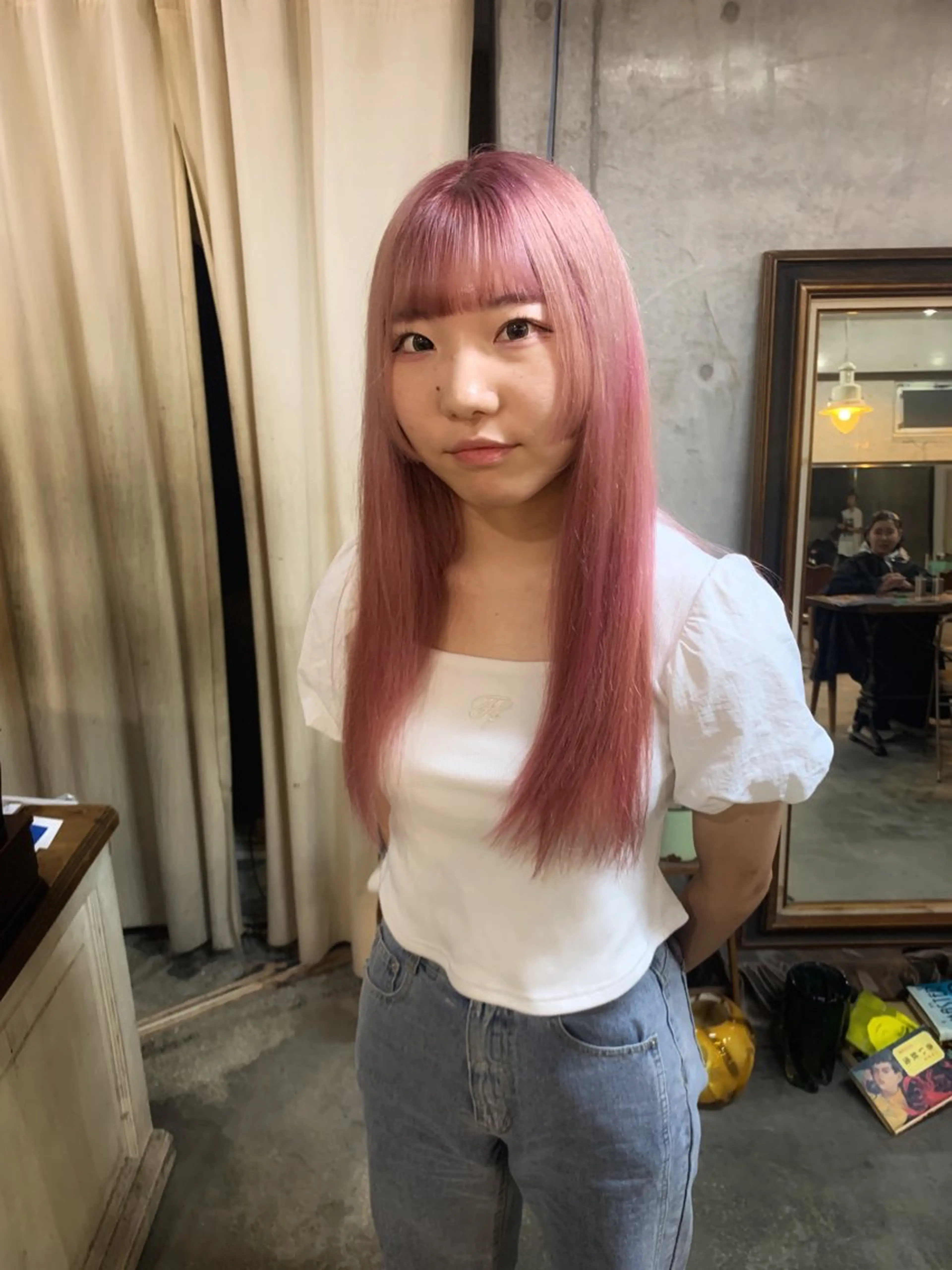ロング カラー ヘアアレンジ ブリーチ ハイトーンカラー 韓国風ヘア ヘアカラー 🌈難波🌈ベージュ カラー【ヒロム】のヘアスタイル