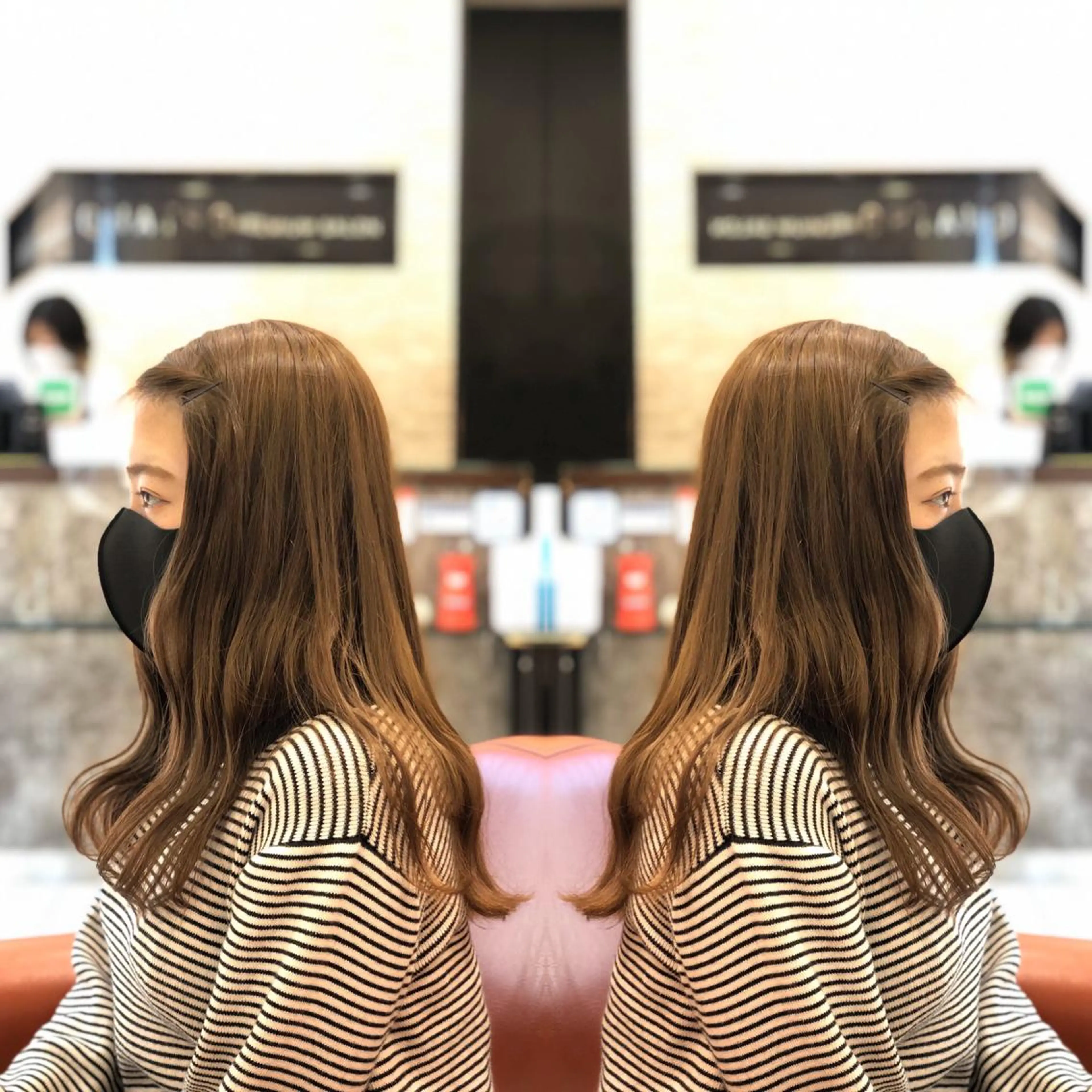 セミロング カット ヘアカラー Y Uのヘアスタイル