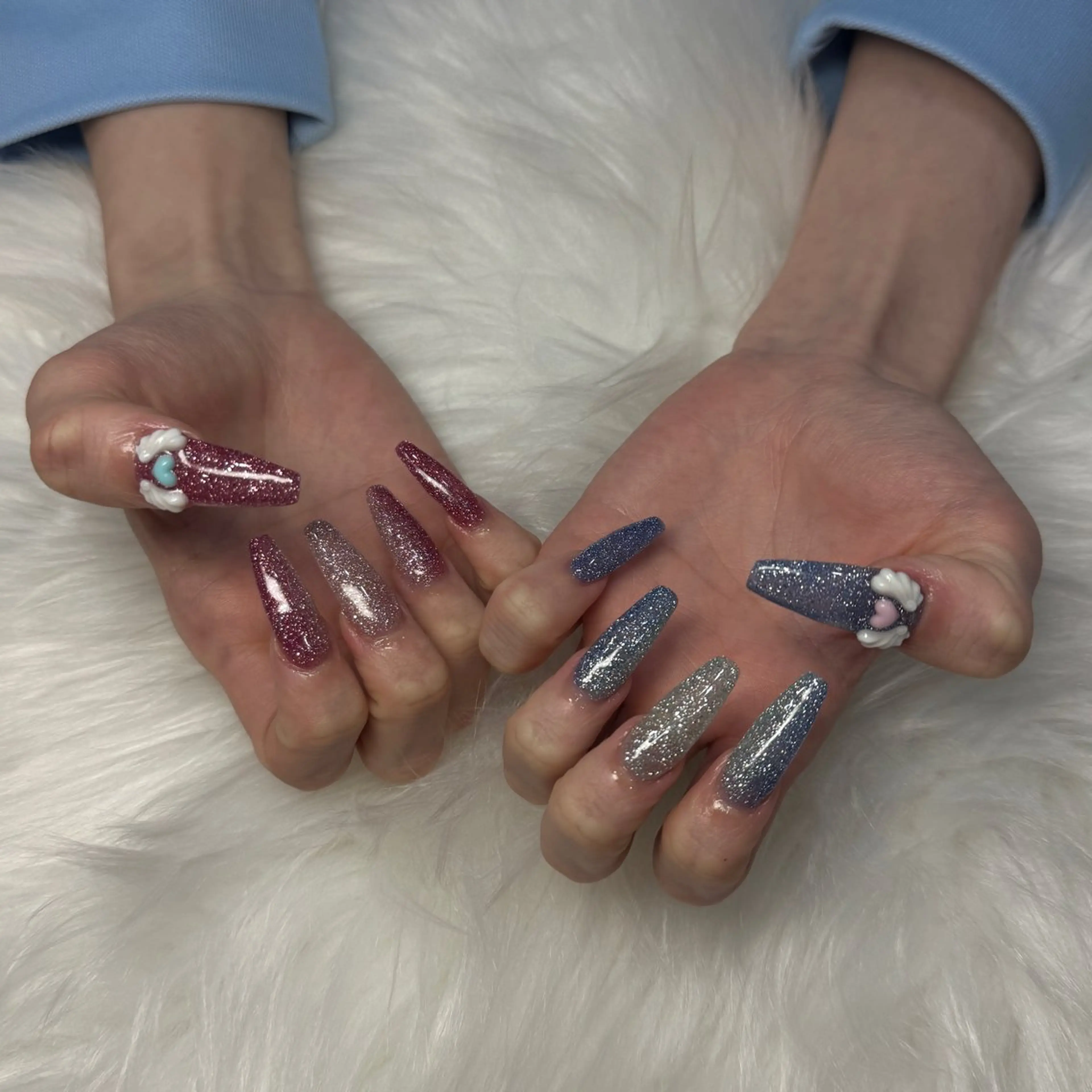 ネイル ハンドネイル ハンドケア 🎀うかん 🎀チップ長さ出しのネイルデザイン