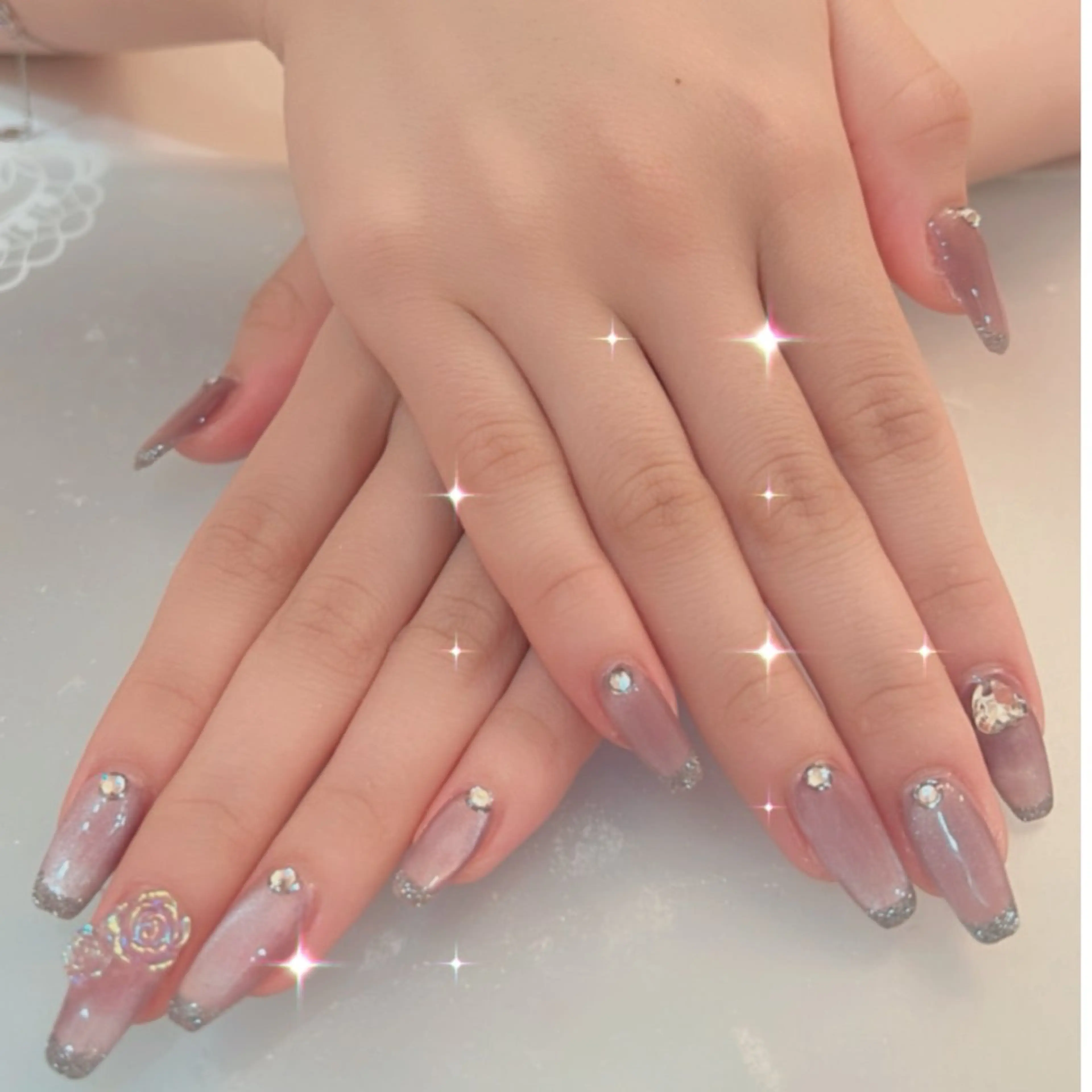 ネイル フレンチネイル マグネットネイル ハンドネイル CherieNail 💗manaのネイルデザイン