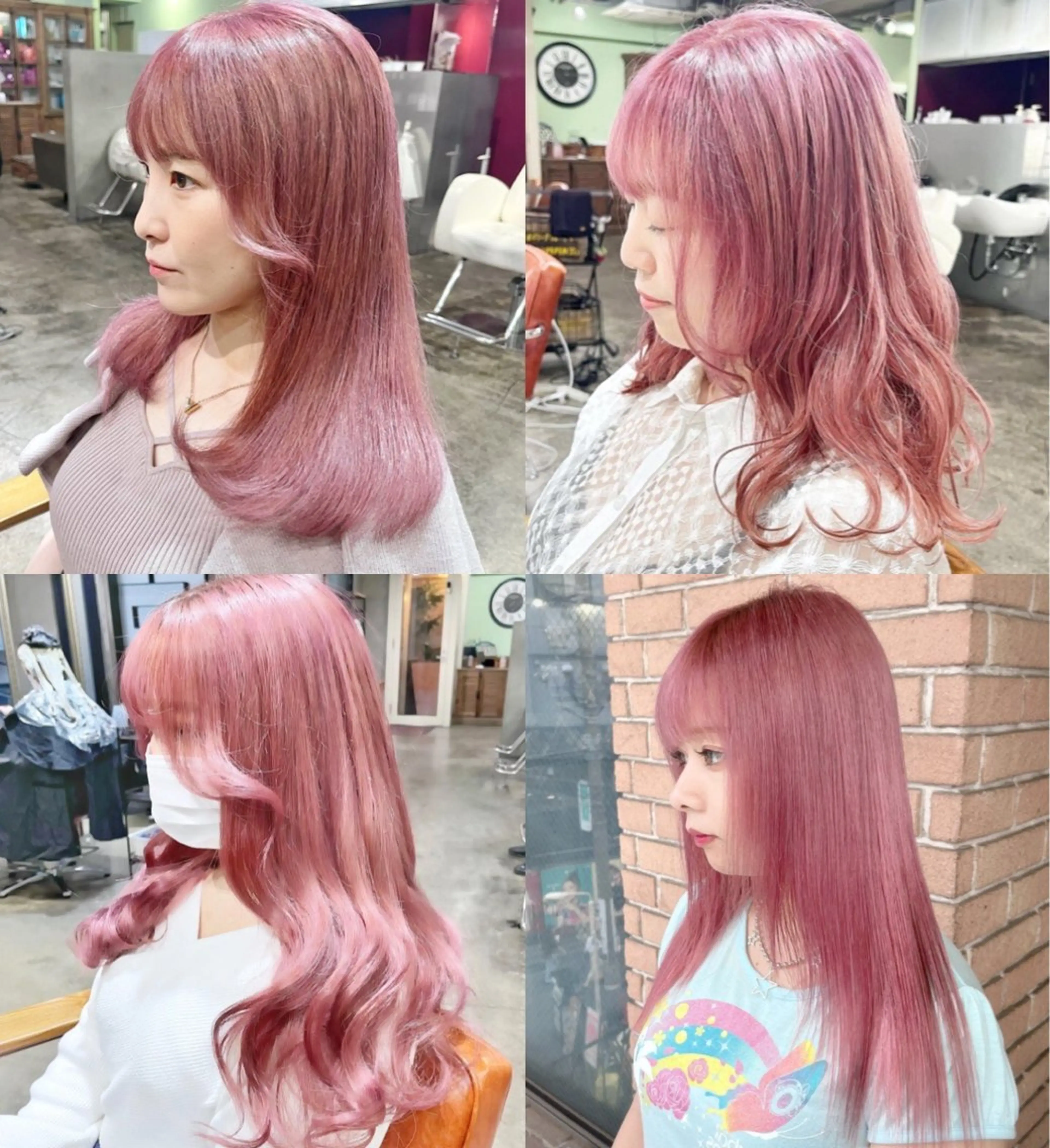 セミロング カラー ヘアアレンジ ピンクカラー ヘアカラー ピンクカラー🩷 ヘアセットＮＯ.1のヘアスタイル