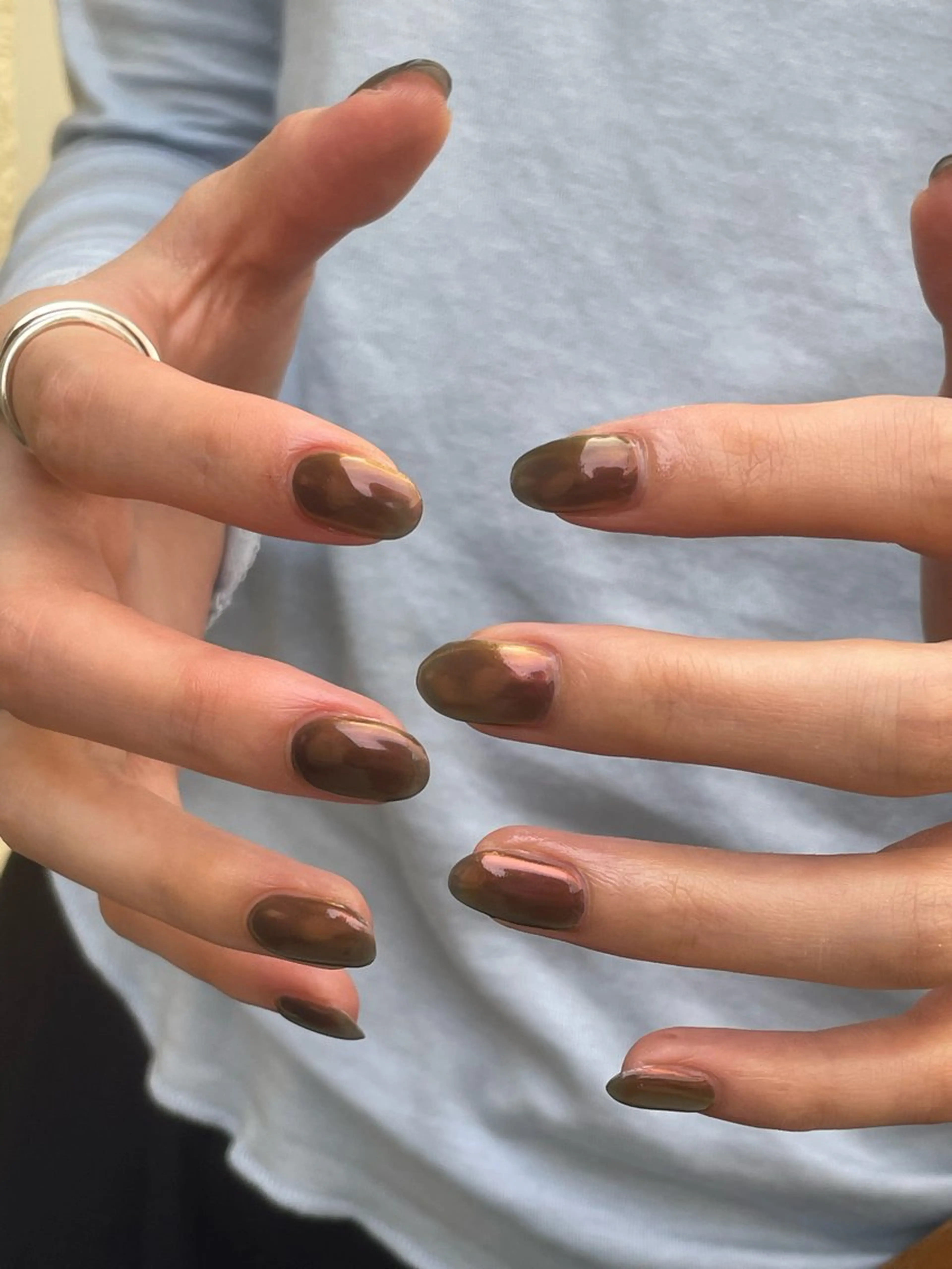 ネイル ブラウン ミラーネイル ワンカラーネイル 吉祥寺ネイルtree /SONODAのネイルデザイン