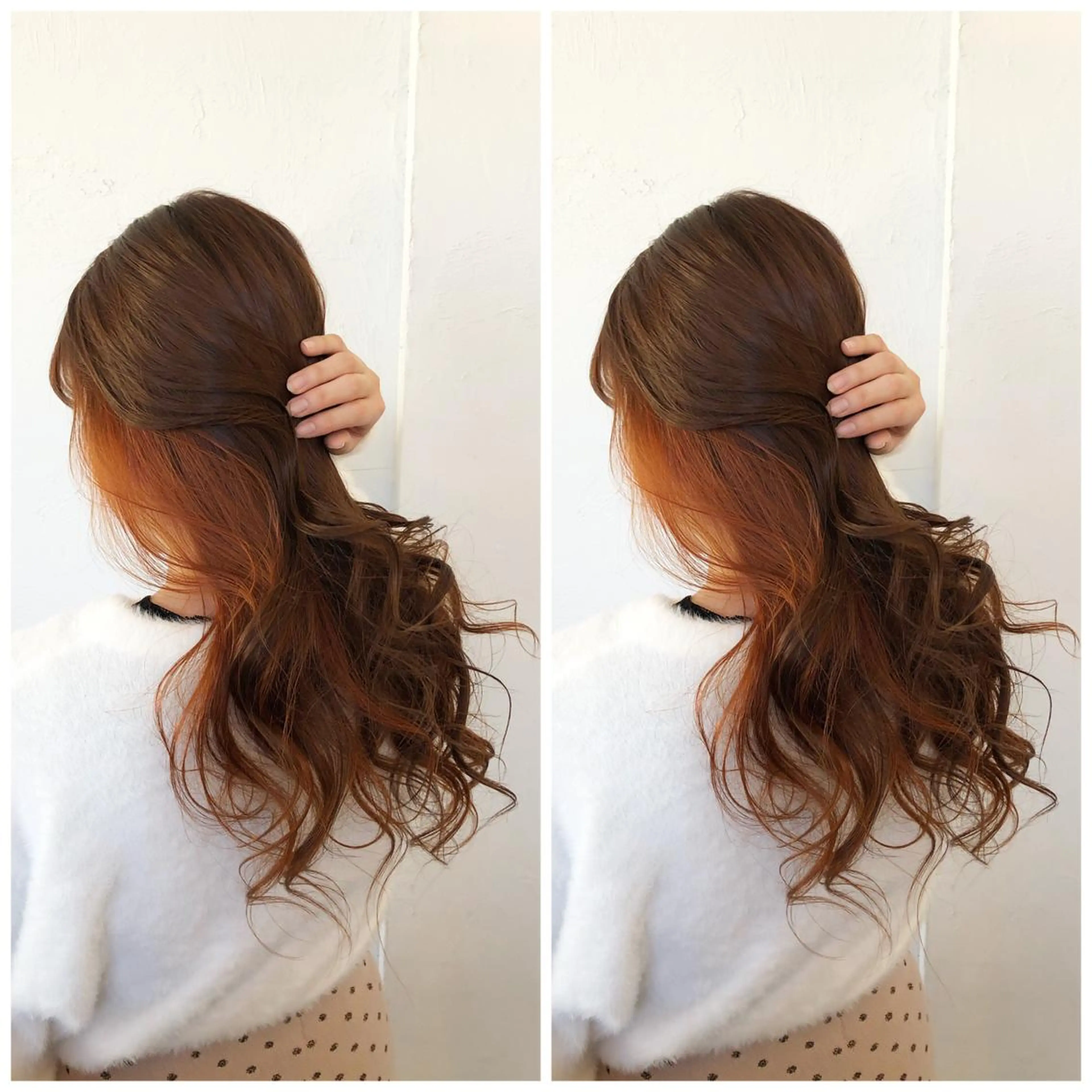 セミロング カラー オレンジ バレイヤージュカラー 特化美容師✨星皓太のヘアスタイル