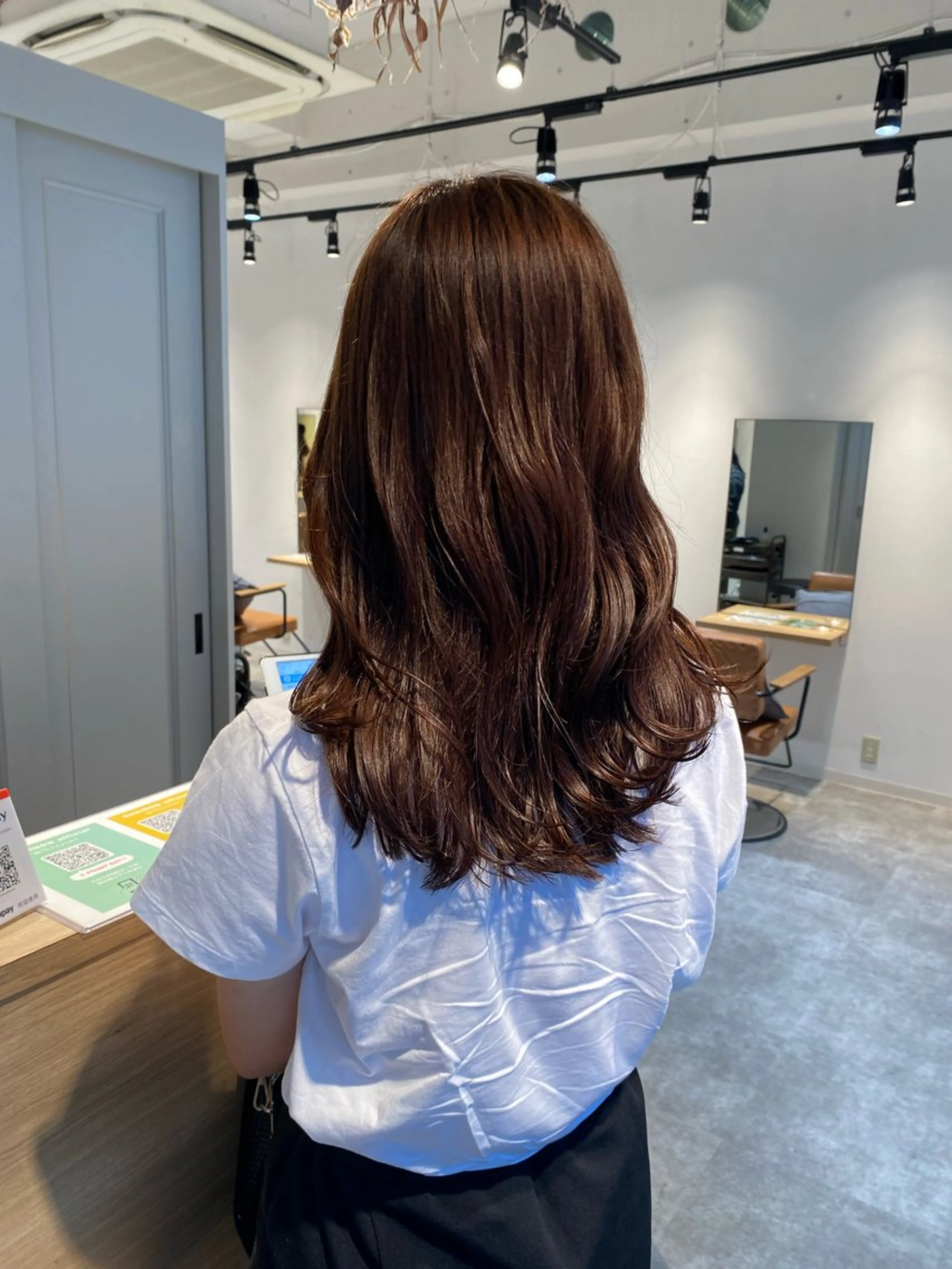 セミロング カラー ブラウンカラー ピンクカラー ピンクブラウン カット ヘアカラー トリートメント オスズ 🎀´-のヘアスタイル