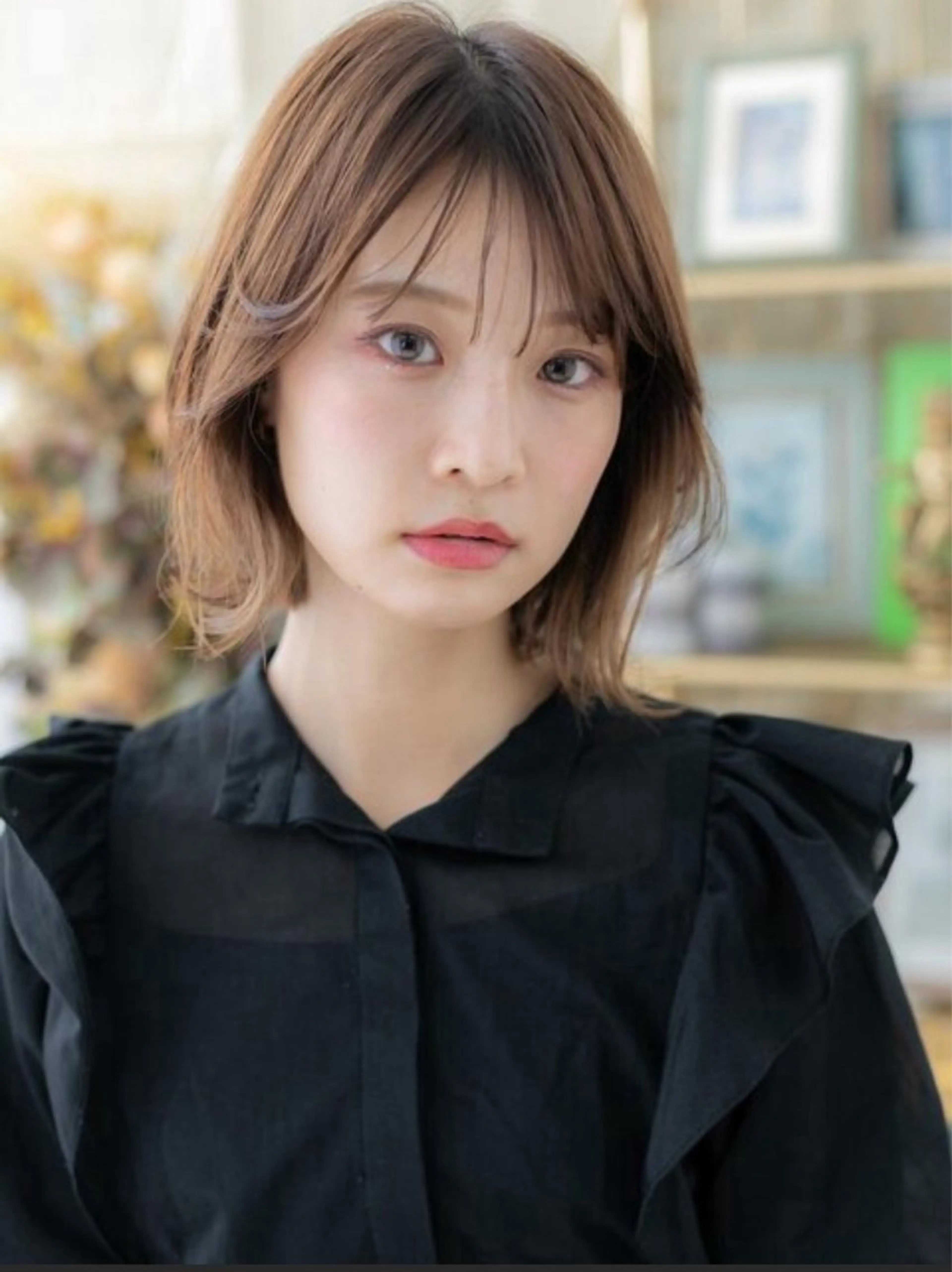 ミディアム カット くびれ&切りっぱボブ 得意👍佐藤歩のヘアスタイル