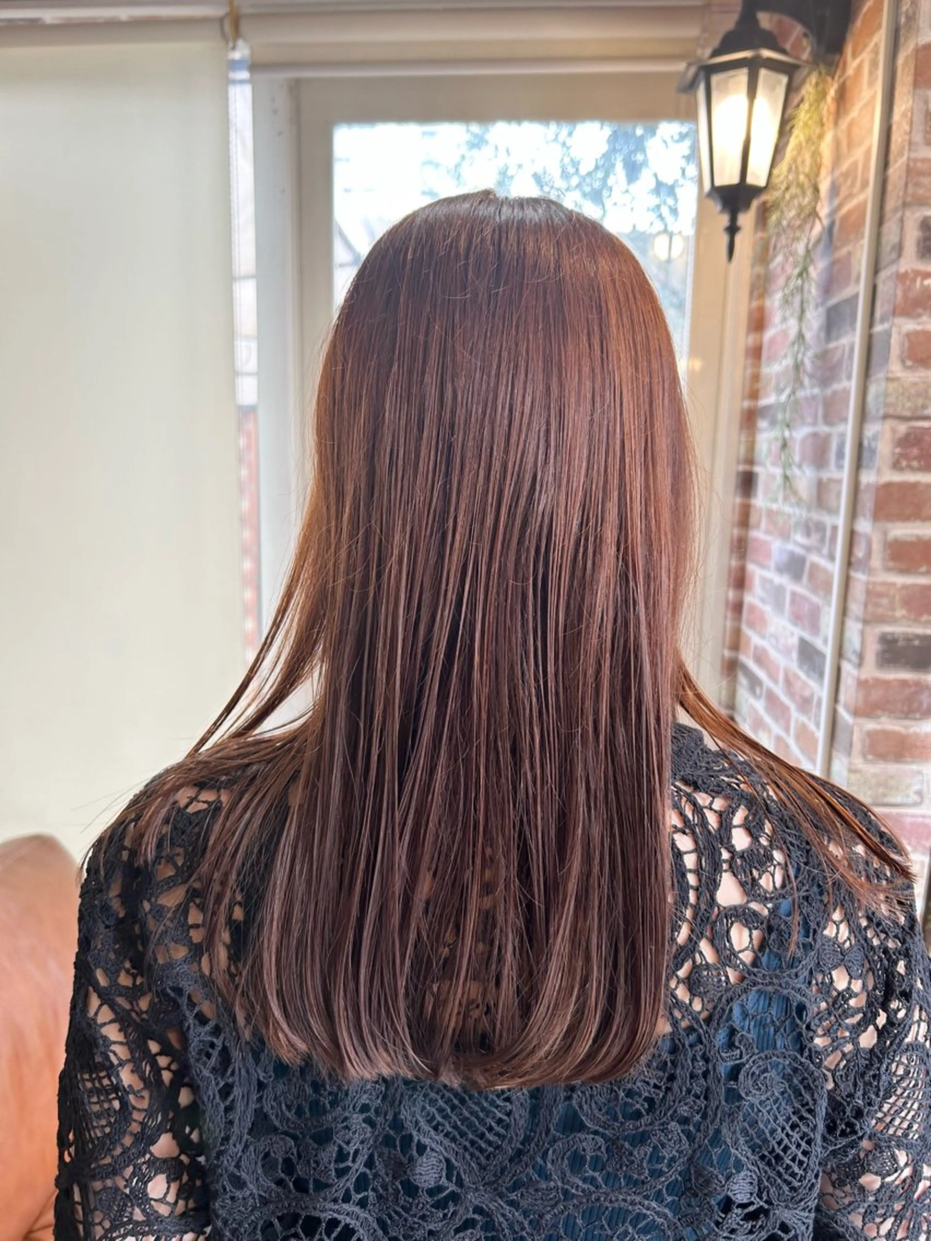 ロング カラー ブラウンカラー オレンジ オレンジブラウン カット ヘアカラー トリートメント 三 浦のヘアスタイル