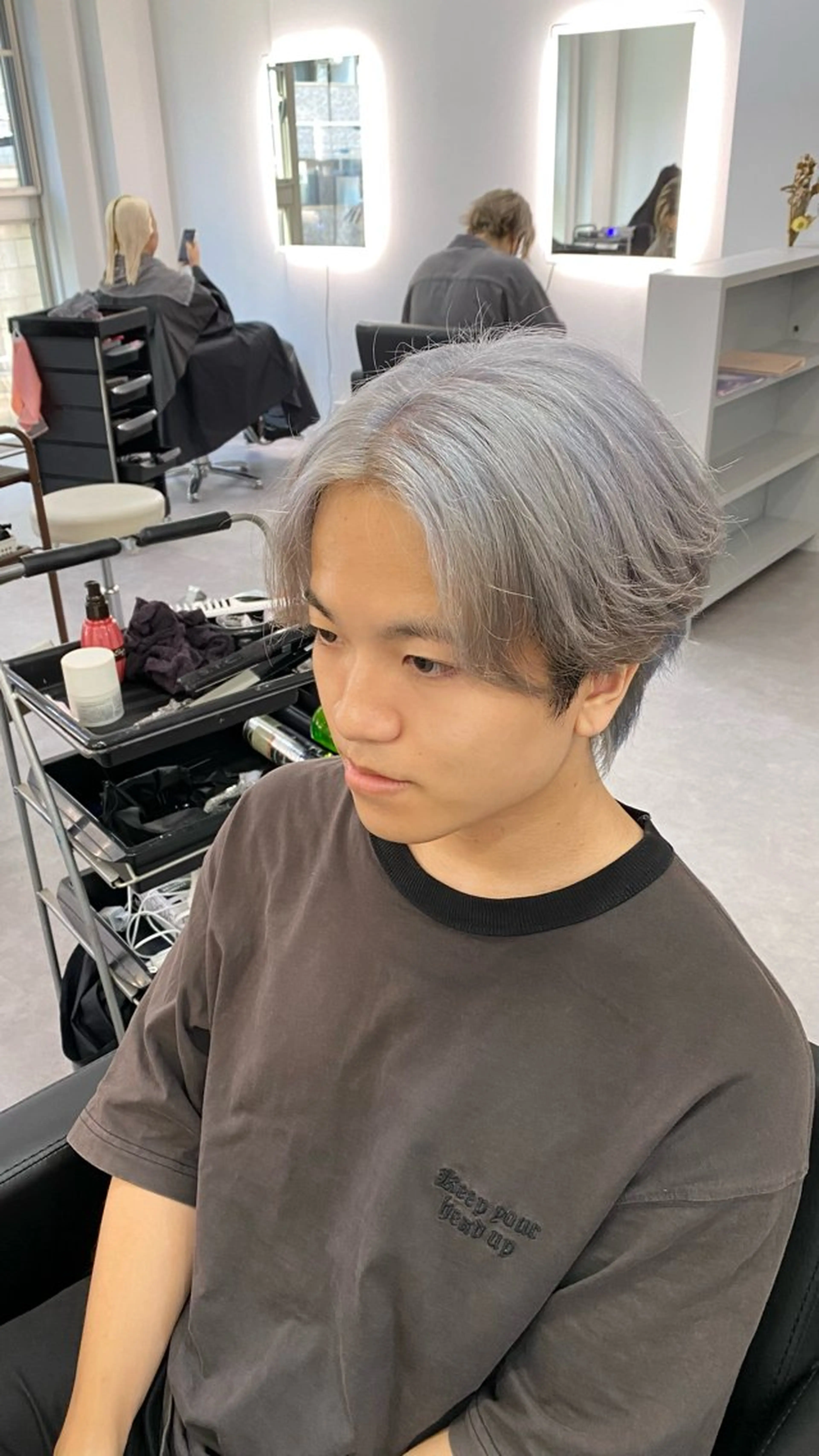 カラー ベージュカラー ブリーチ ダブルカラー グレージュ ハイトーンカラー ミルクティーベージュ /ピンク/大阪/堀江のヘアスタイル
