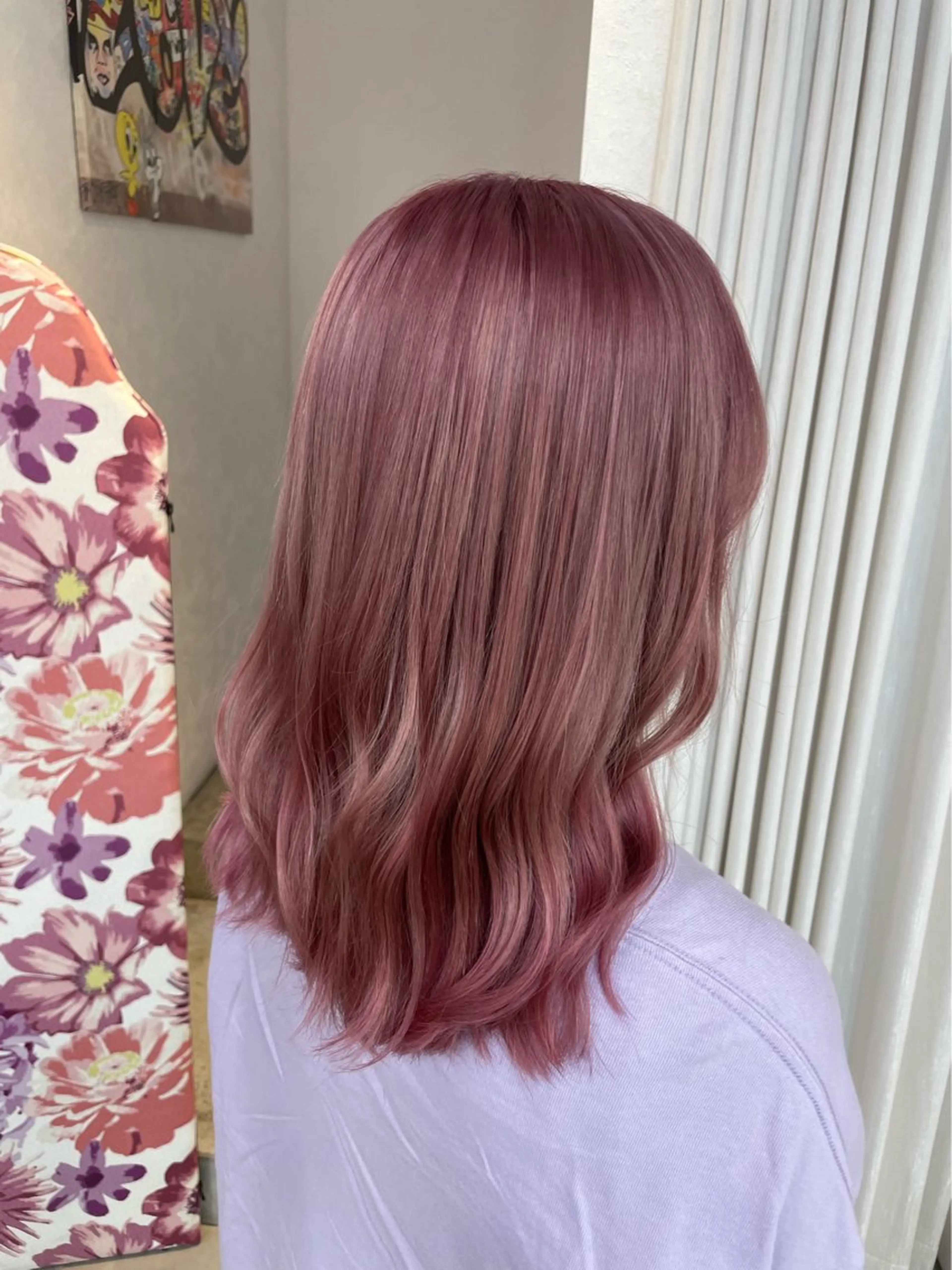セミロング カラー ピンクカラー 安井まゆ _Box mico.のヘアスタイル
