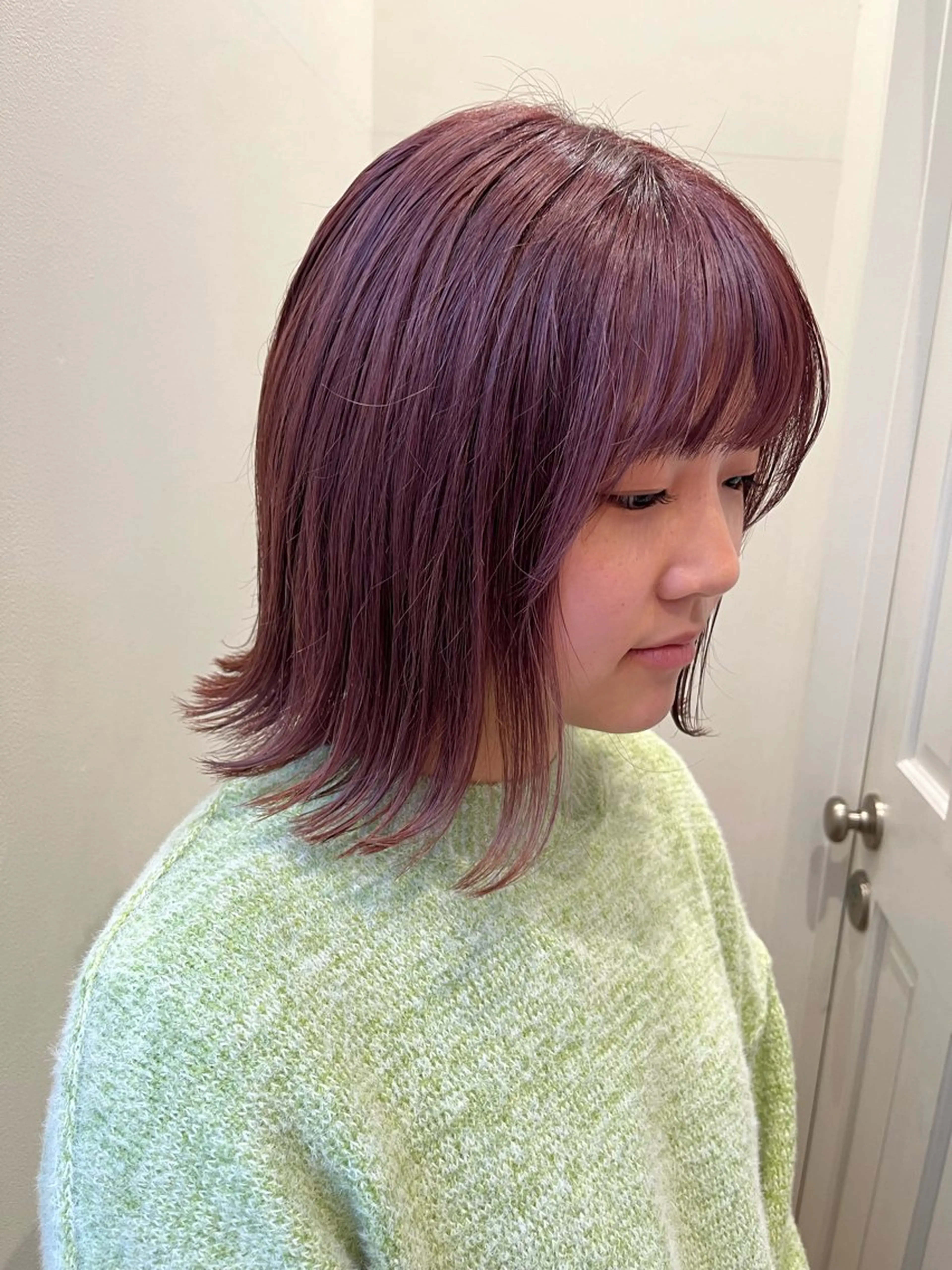 ミディアム ヘアカラー 辻しおり／似合わせ カット/暖色カラー栄のヘアスタイル