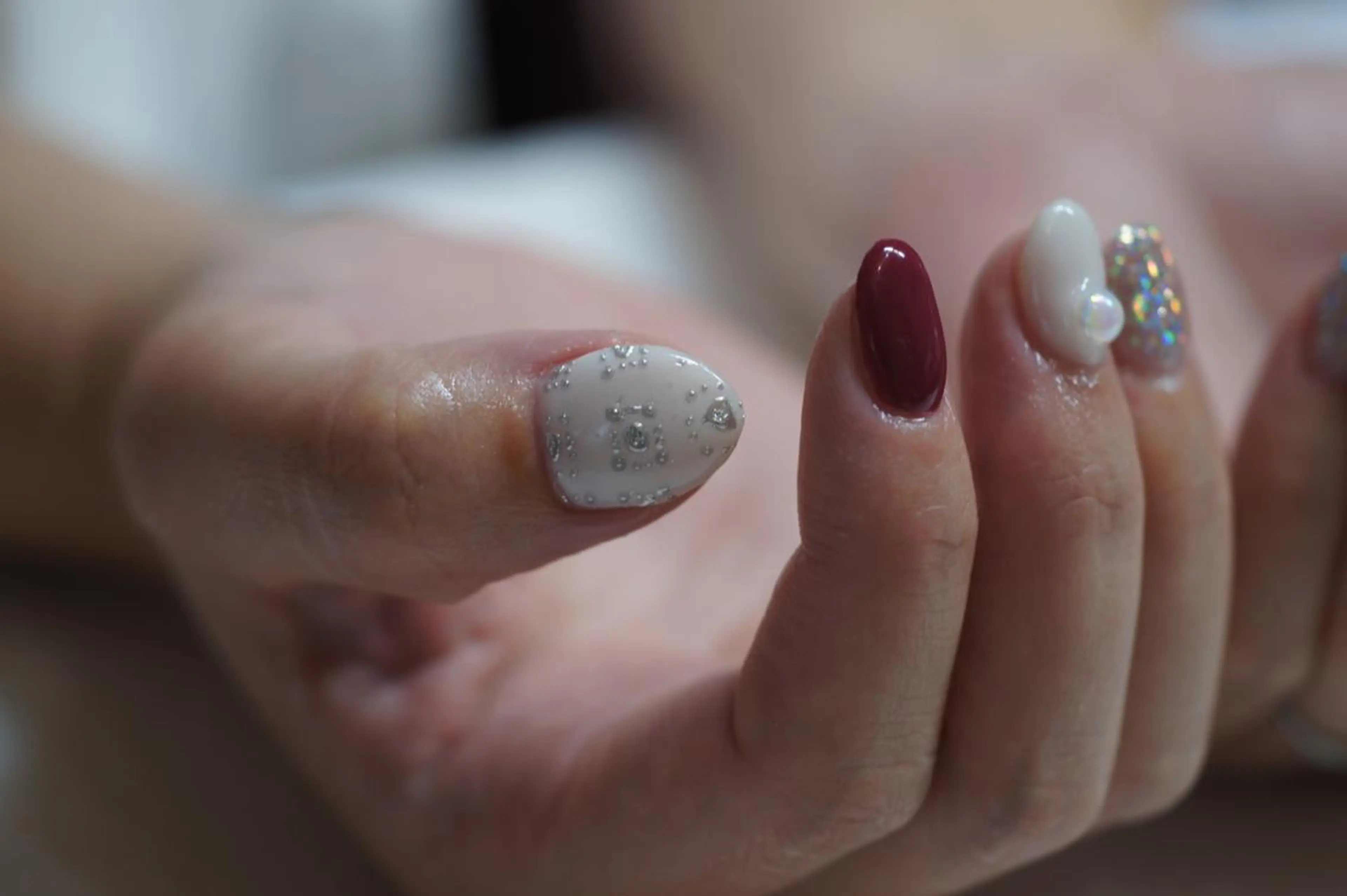 ネイル ハート ぷっくりネイル nails muu まゆのネイルデザイン