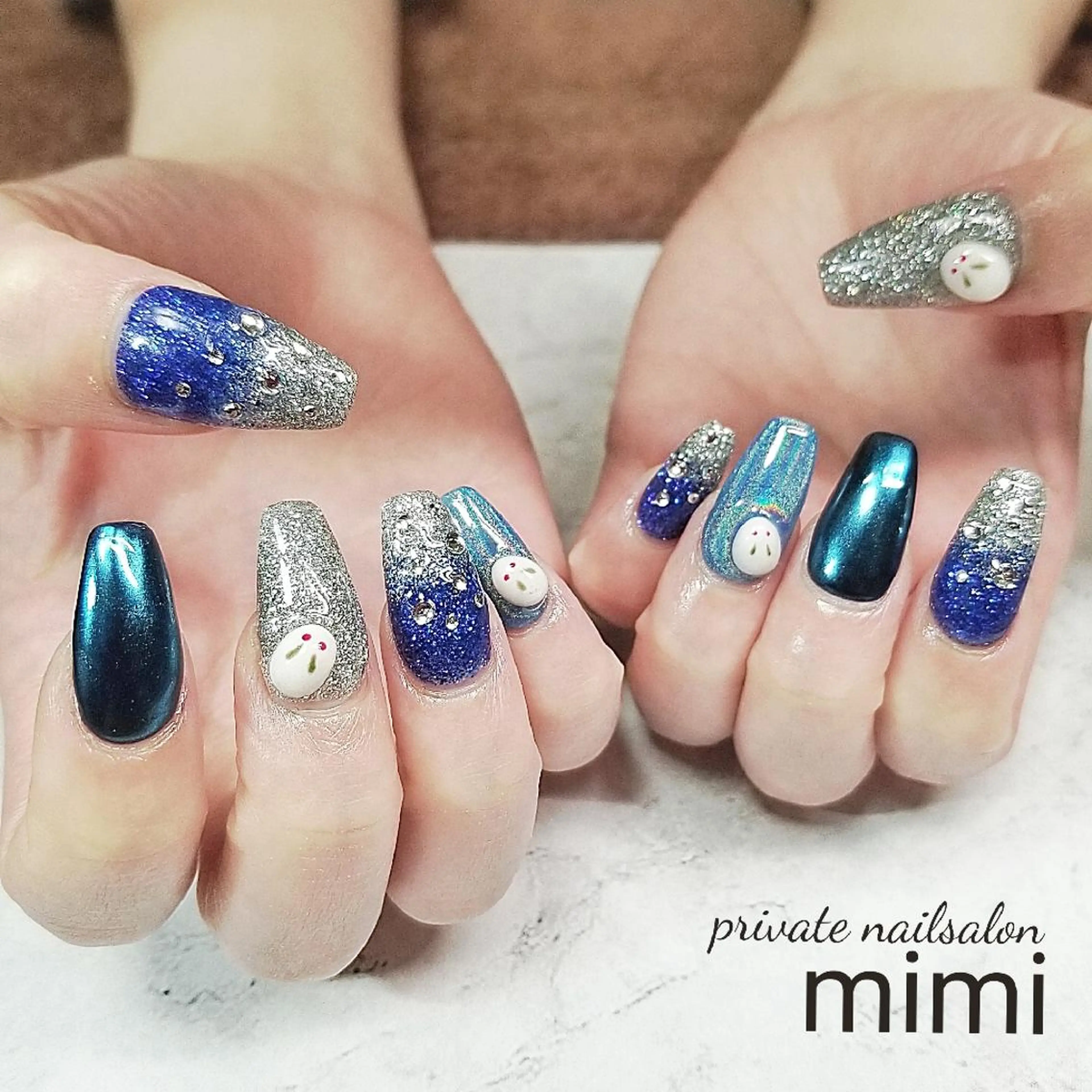 ネイル ブルー ハンドネイル 博多ネイル ｍｉｍｉのネイルデザイン