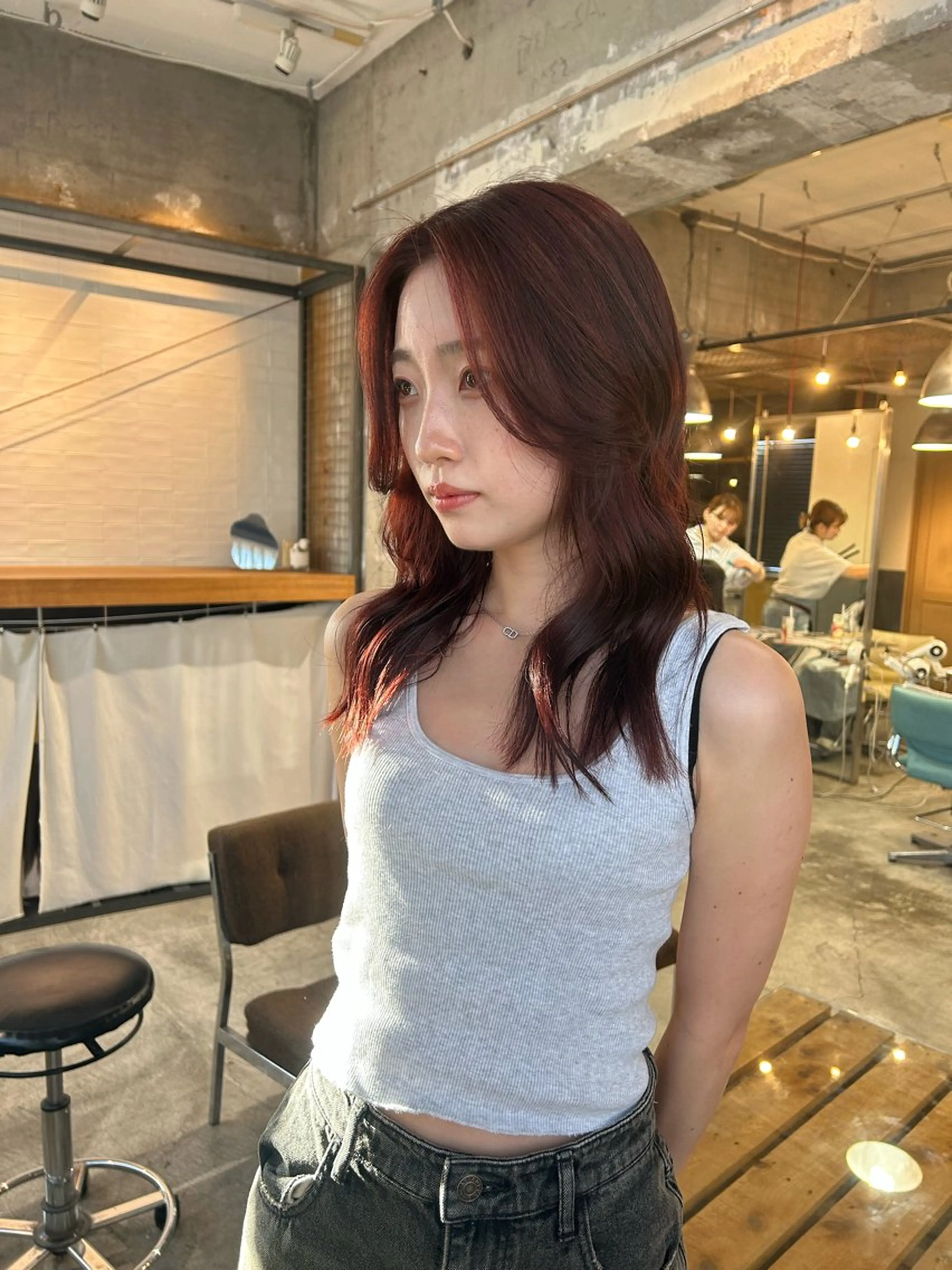 ミディアム カラー ボルドーカラー ヘアカラー トリートメント 丸みショート /nagisaのヘアスタイル