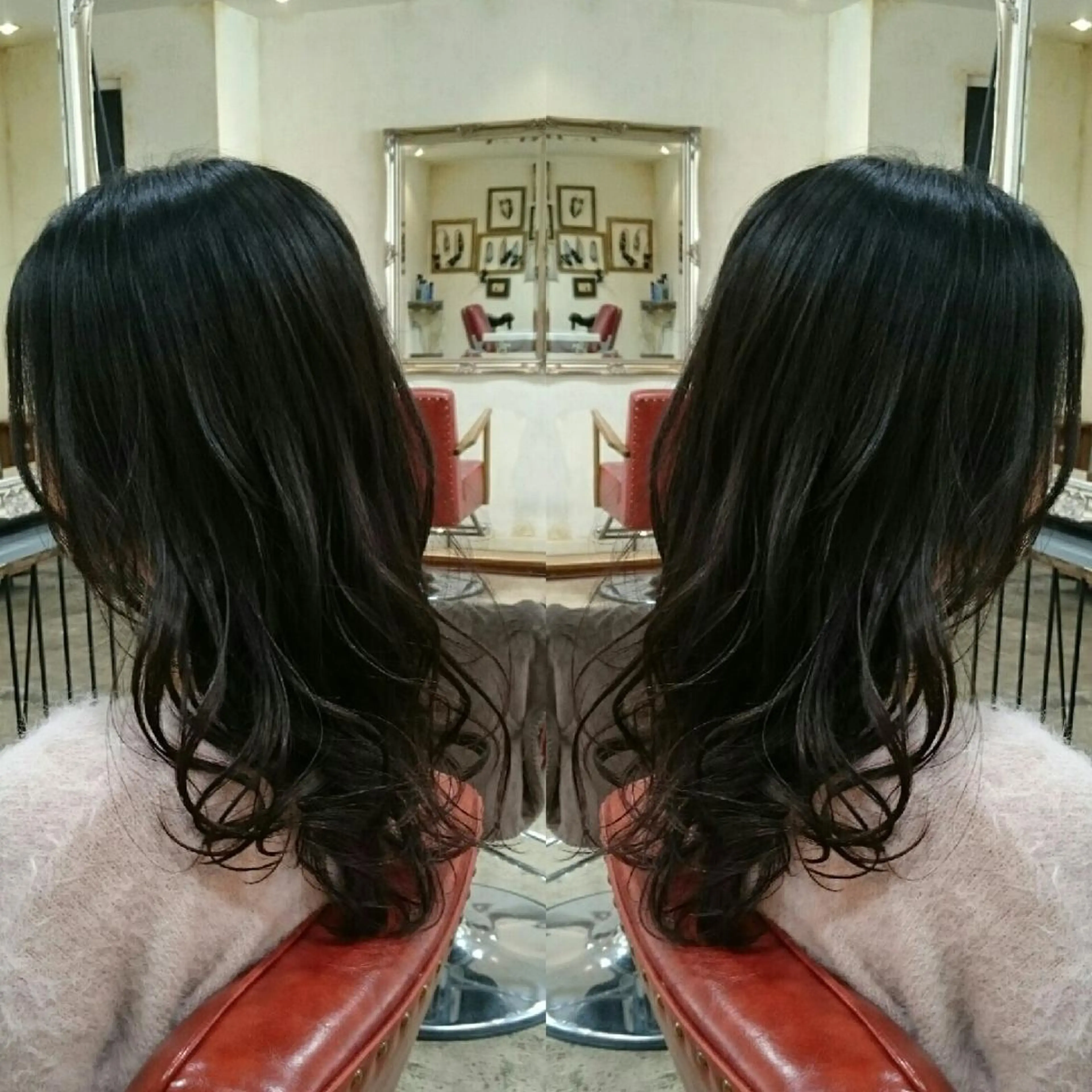 セミロング カラー 黒髪 ハイライトカラー ハイライト RITA Hairs所属・Kawamoto Shinyaのヘアスタイル