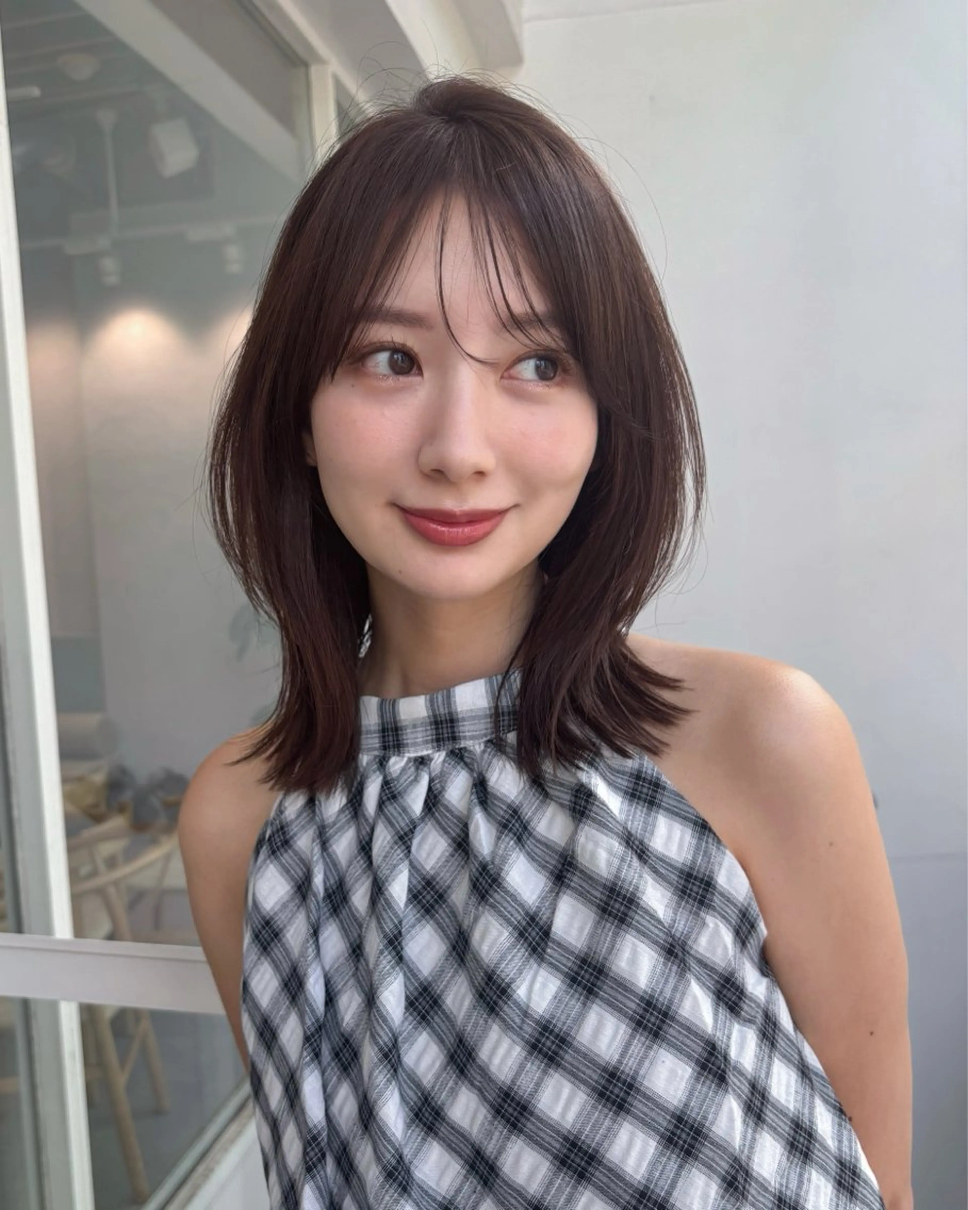 ミディアム カラー カット ヘアカラー ren ボブロブ/ミディアムのヘアスタイル