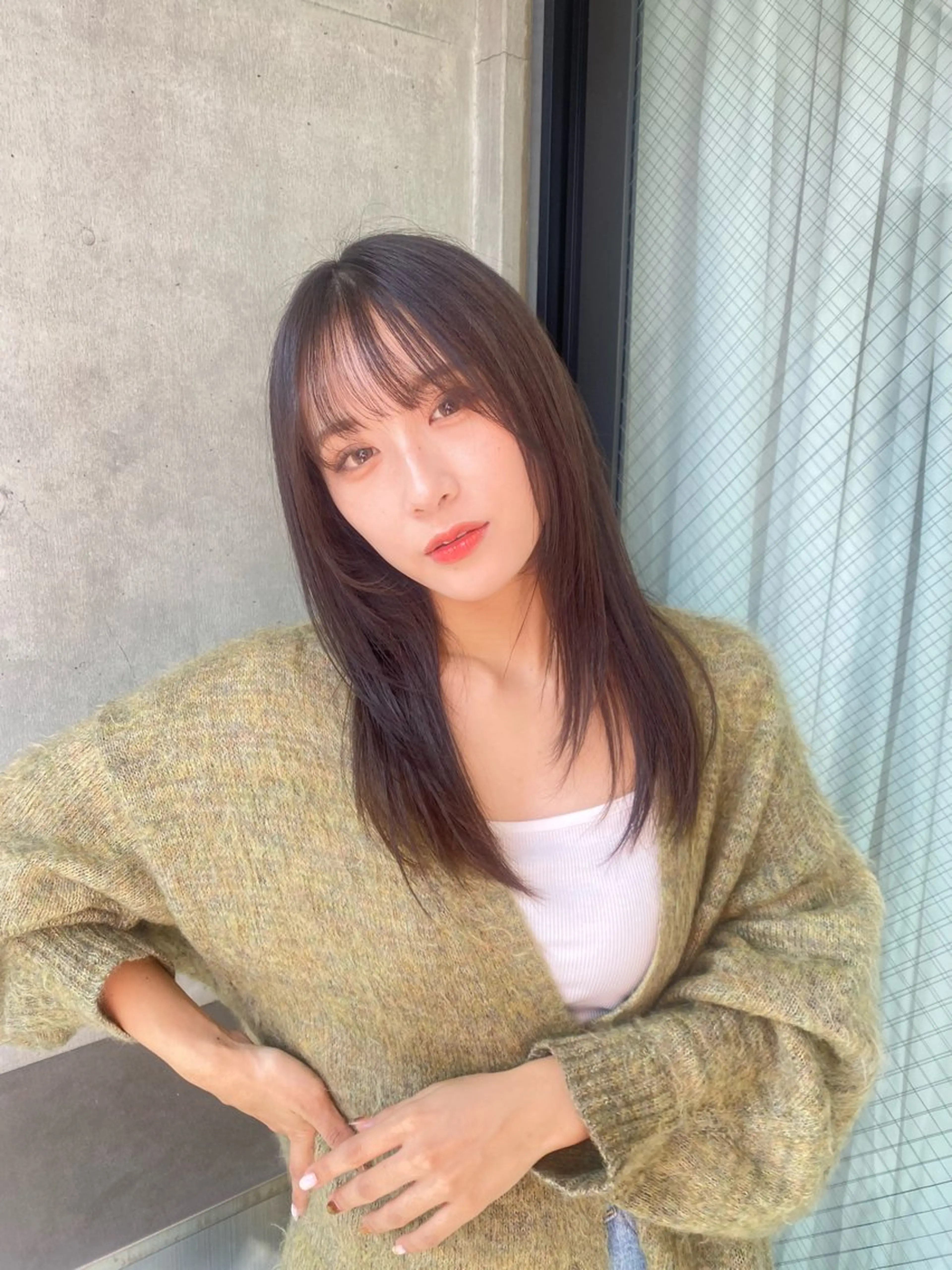 ロング カット ヘアカラー トリートメント ヘアセット 韓国レイヤーカット 🇰🇷mireiのヘアスタイル