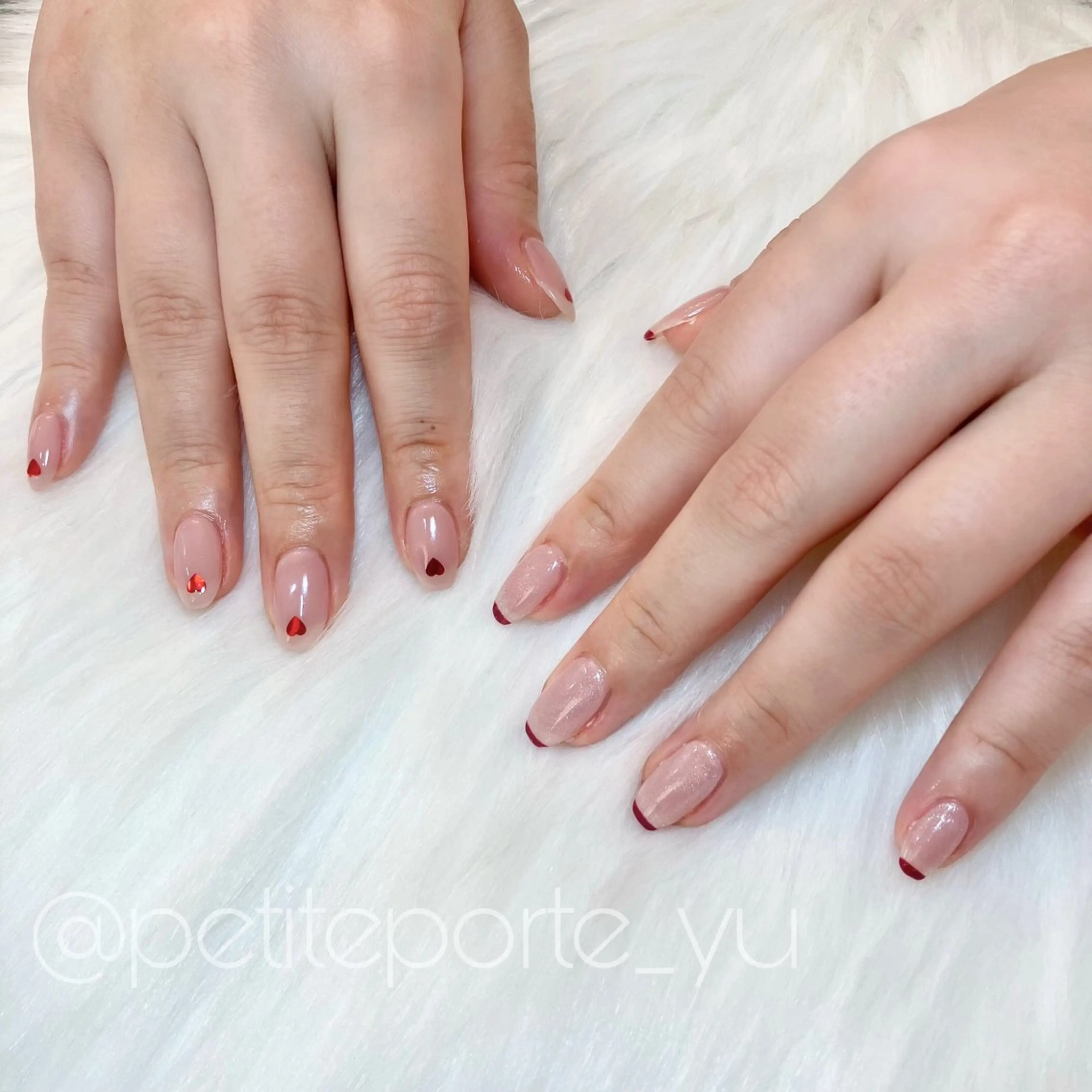 ネイル マグネットネイル ピンク ピンクベージュ シンプルネイル ハンドネイル nailsalon petite porte所属・petite porteのネイルデザイン