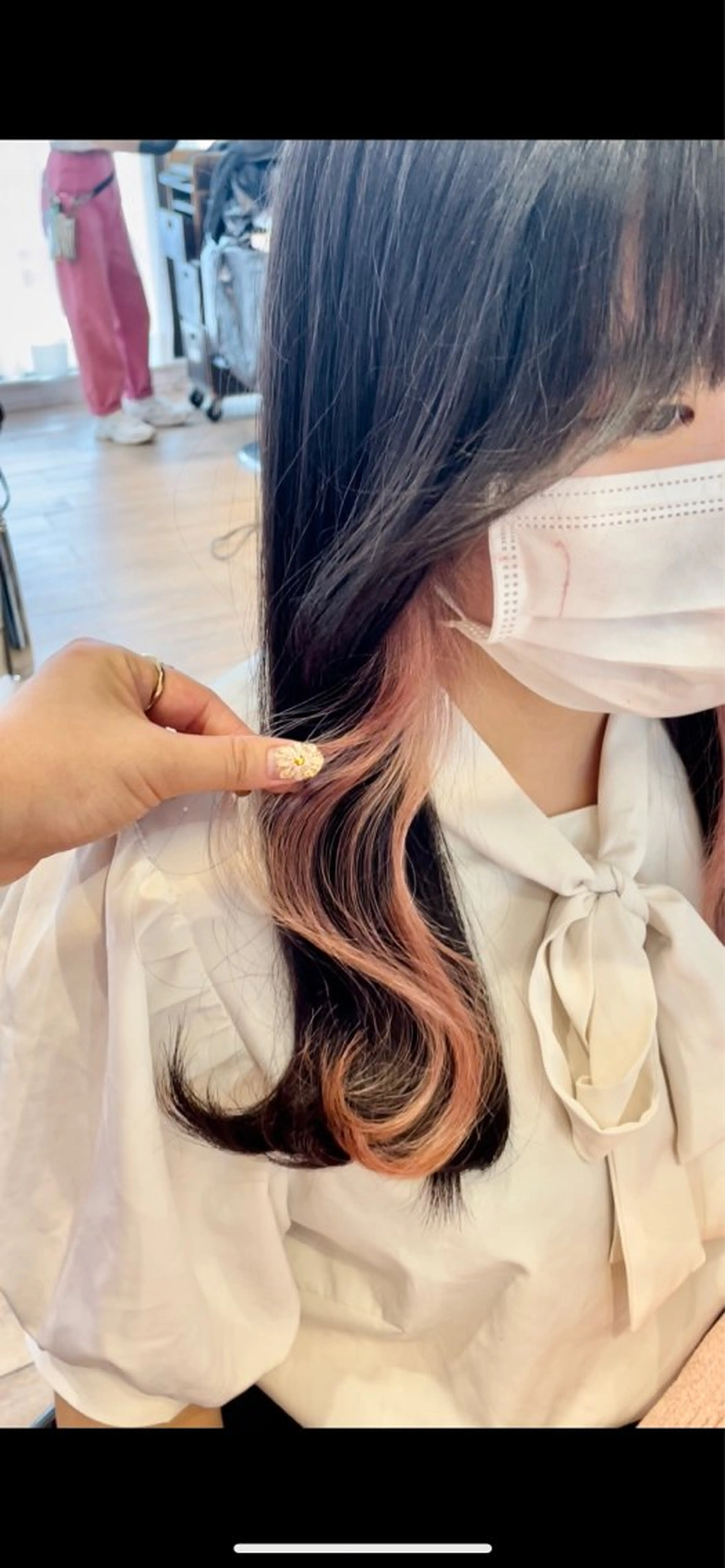 セミロング カラー ヘアアレンジ ヘアカラー トリートメント ハイトーンピンク🍑 ブリーチ🍑RINAのヘアスタイル