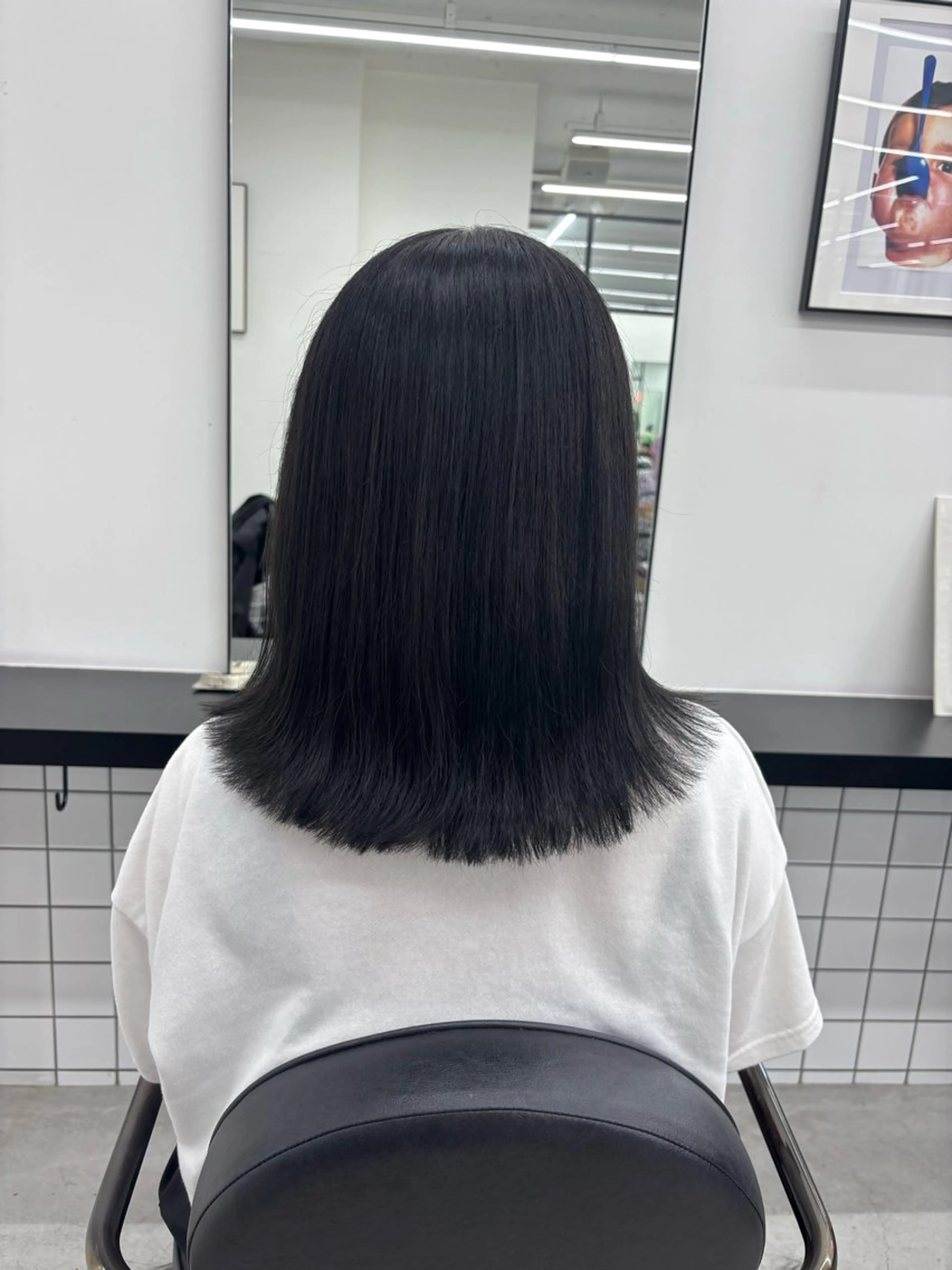 ミディアム カラー 黒髪 ブルーカラー ブルーブラック ヘアカラー トリートメント 🌼あいり🌼 JILLSTUDIOのヘアスタイル