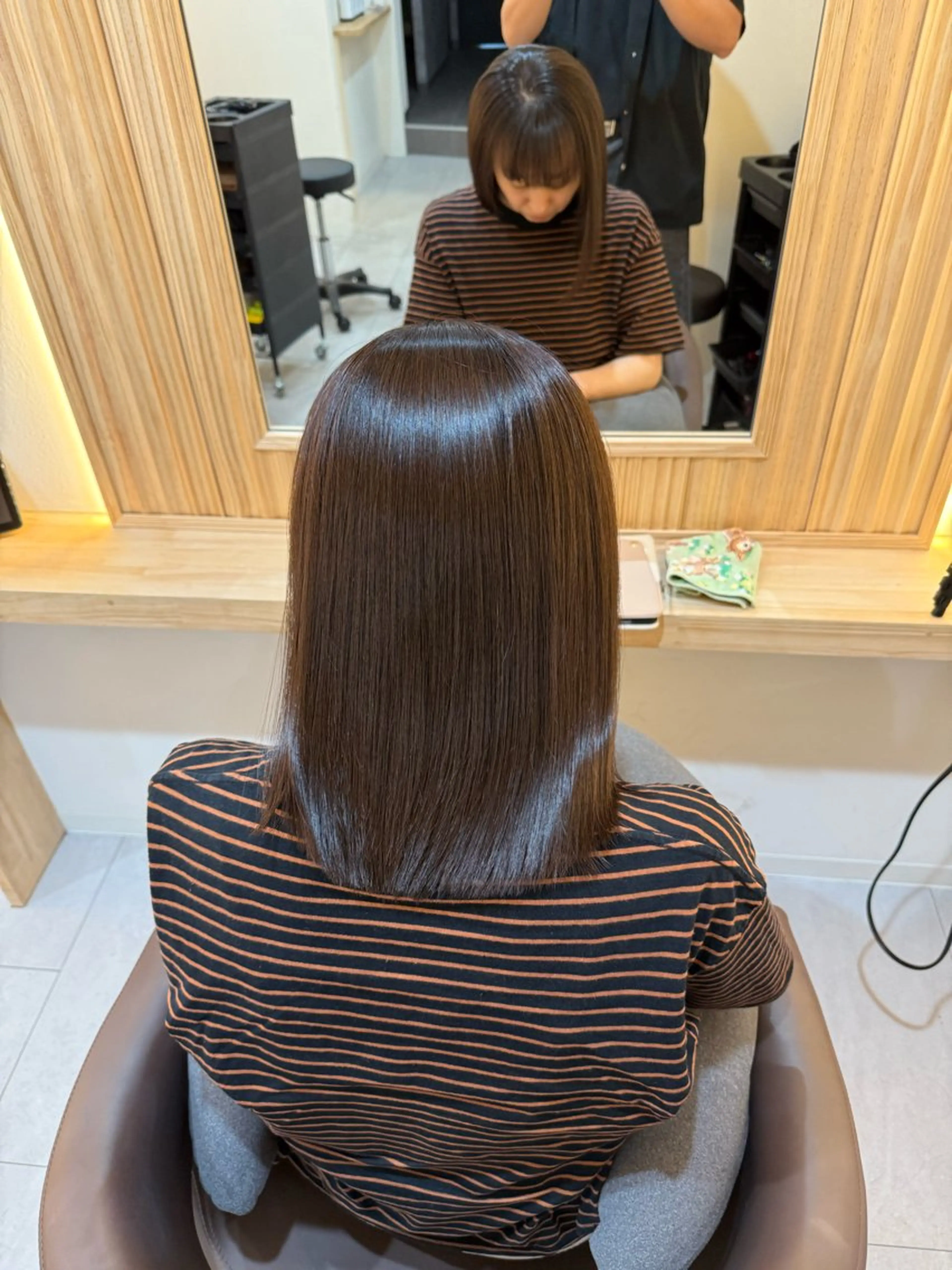 ミディアム 髪質改善 ヘアカラー トリートメント attrait南堀江所属・絹髪職人 KAISEI艶髪のヘアスタイル