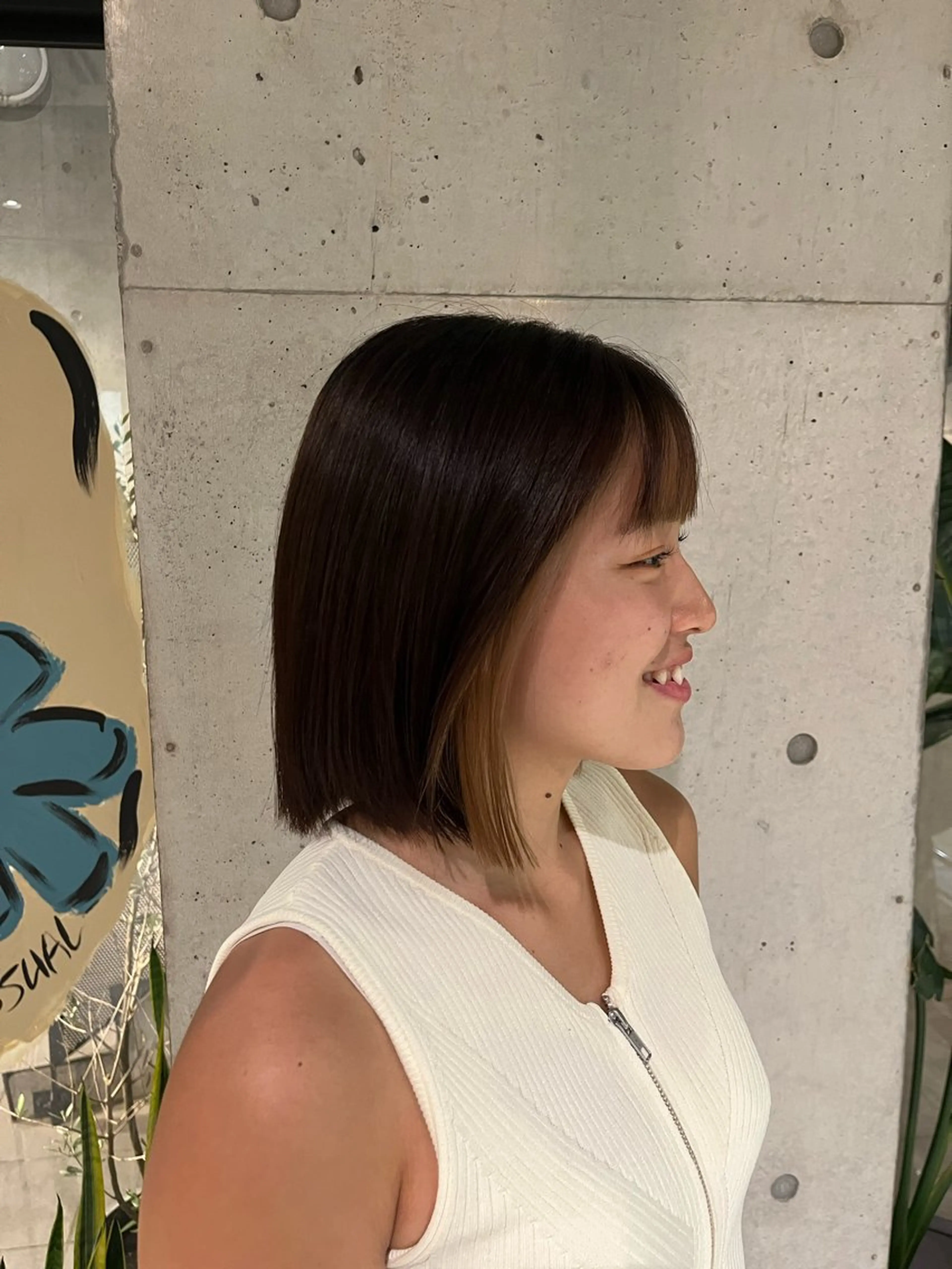 ミディアム カラー ミストバング  フェイスフレーミング 菅野 紗弥のヘアスタイル