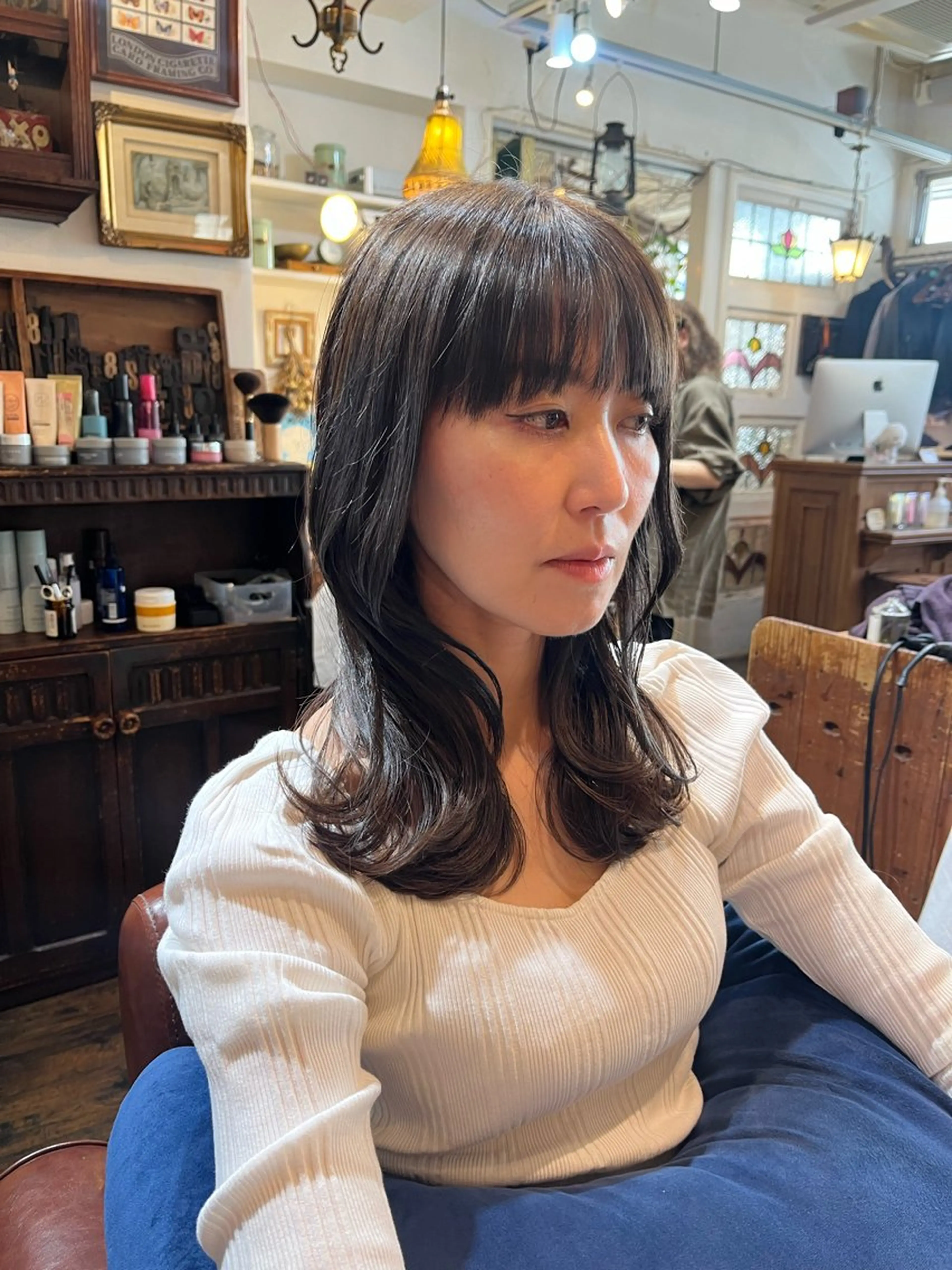 ミディアム 顔周りカット レイヤーカット 抜け感パーマ/ ショート/緒方椋のヘアスタイル