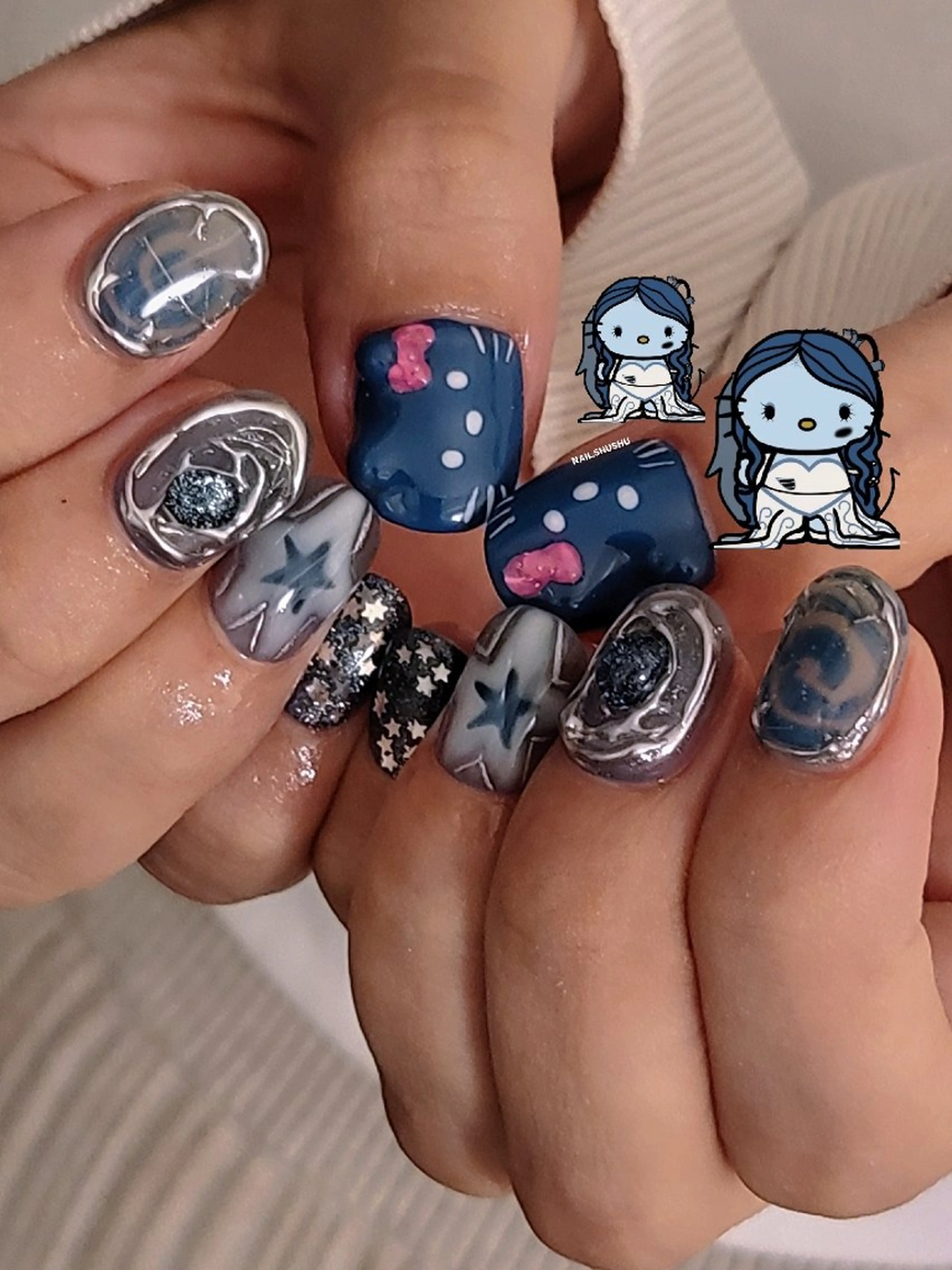 ネイル ハンドネイル 3dパーツ/流行り 👧shushu❤️のネイルデザイン