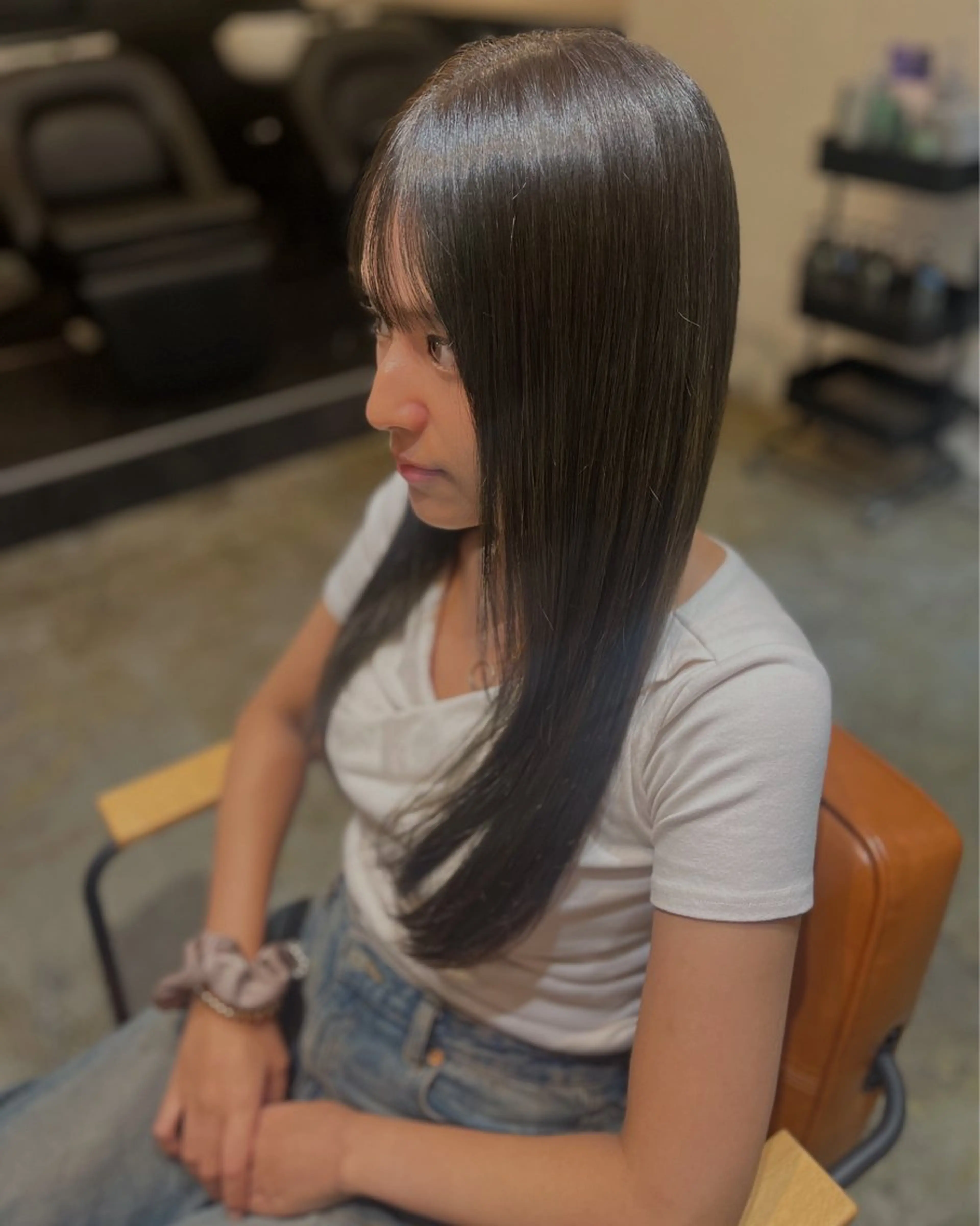 ロング カット ヘアカラー トリートメント 木津空 髪質改善のヘアスタイル