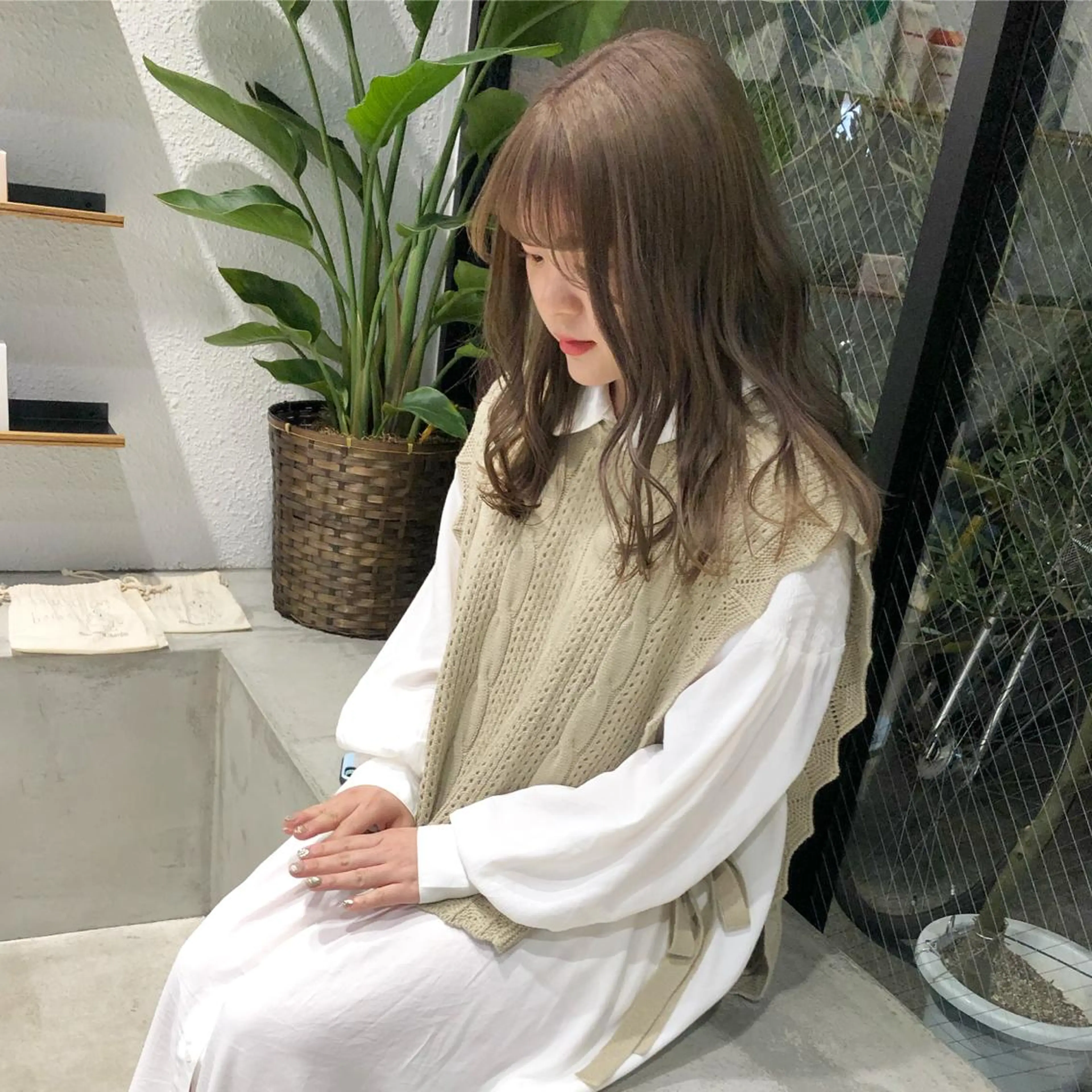 セミロング カラー パーマ ヘアアレンジ ブリーチ パーマスタイル🔅 sayacaのヘアスタイル