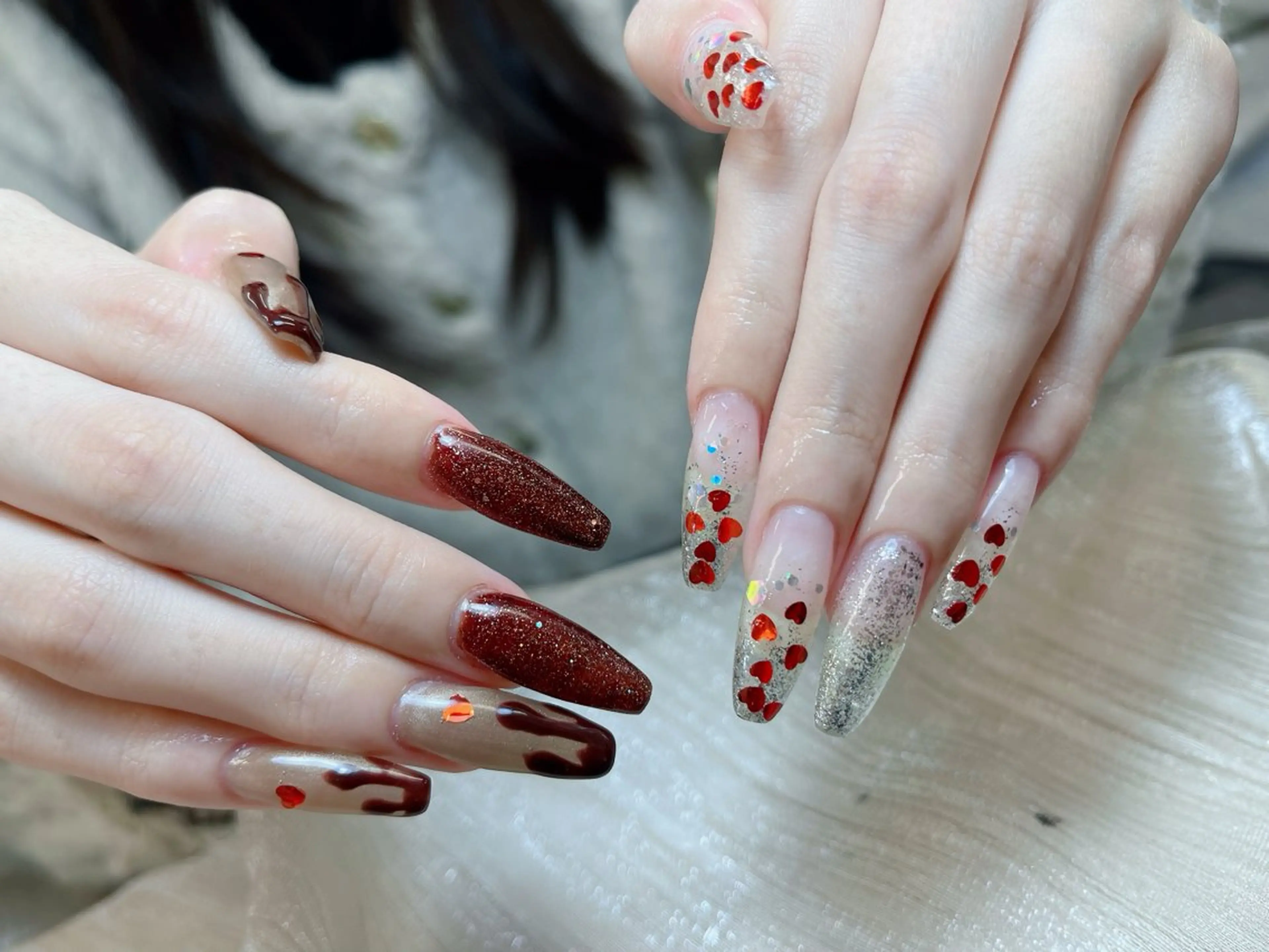 ネイル チークネイル フレンチネイル グラデーション キラキラネイル 韓国ネイル ハンドネイル HIKARI HANA NAIL所属・HIKARIHANA NAILのネイルデザイン