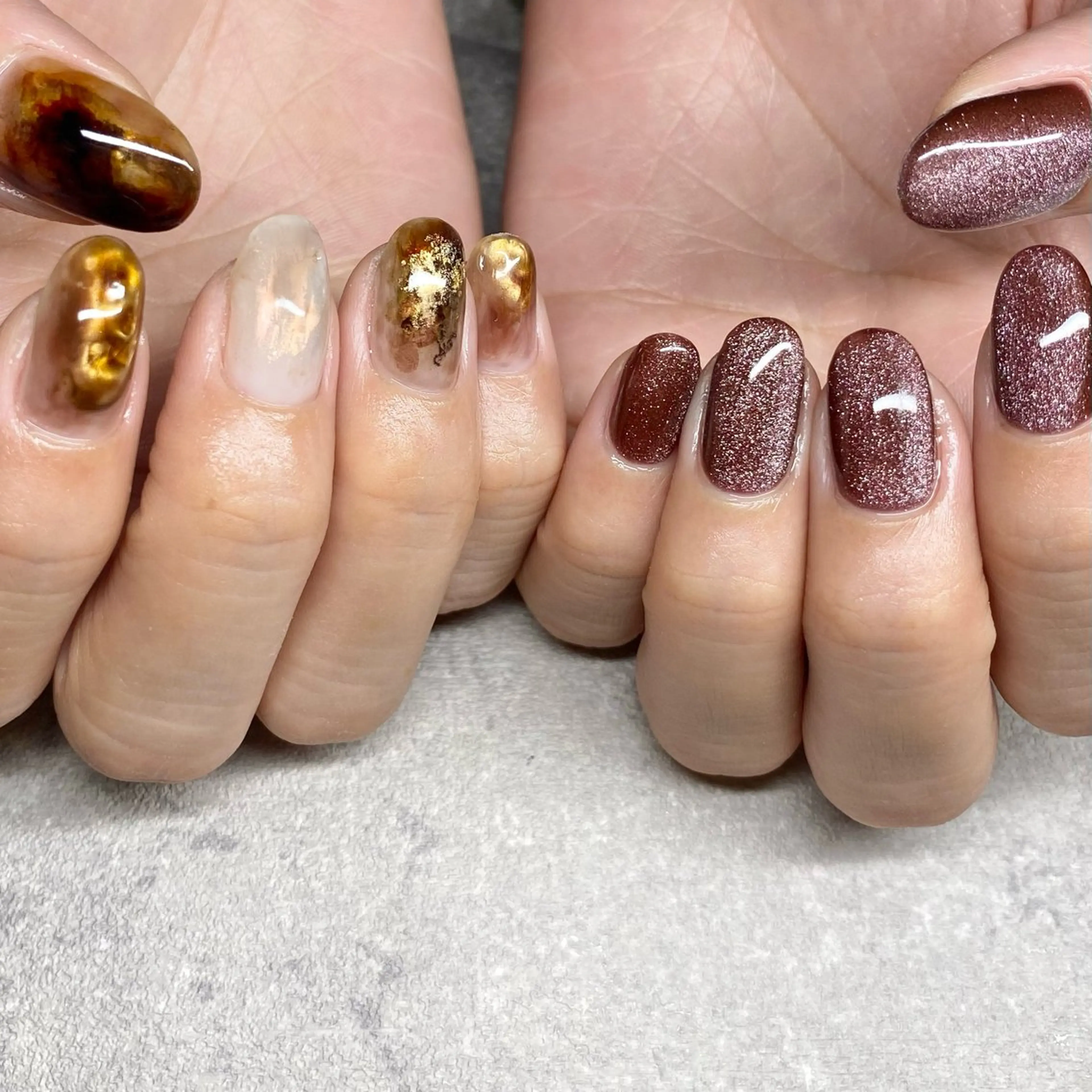 ネイル アートネイル ニュアンスネイル 冬ネイル ハンドネイル 山田 貴子のネイルデザイン