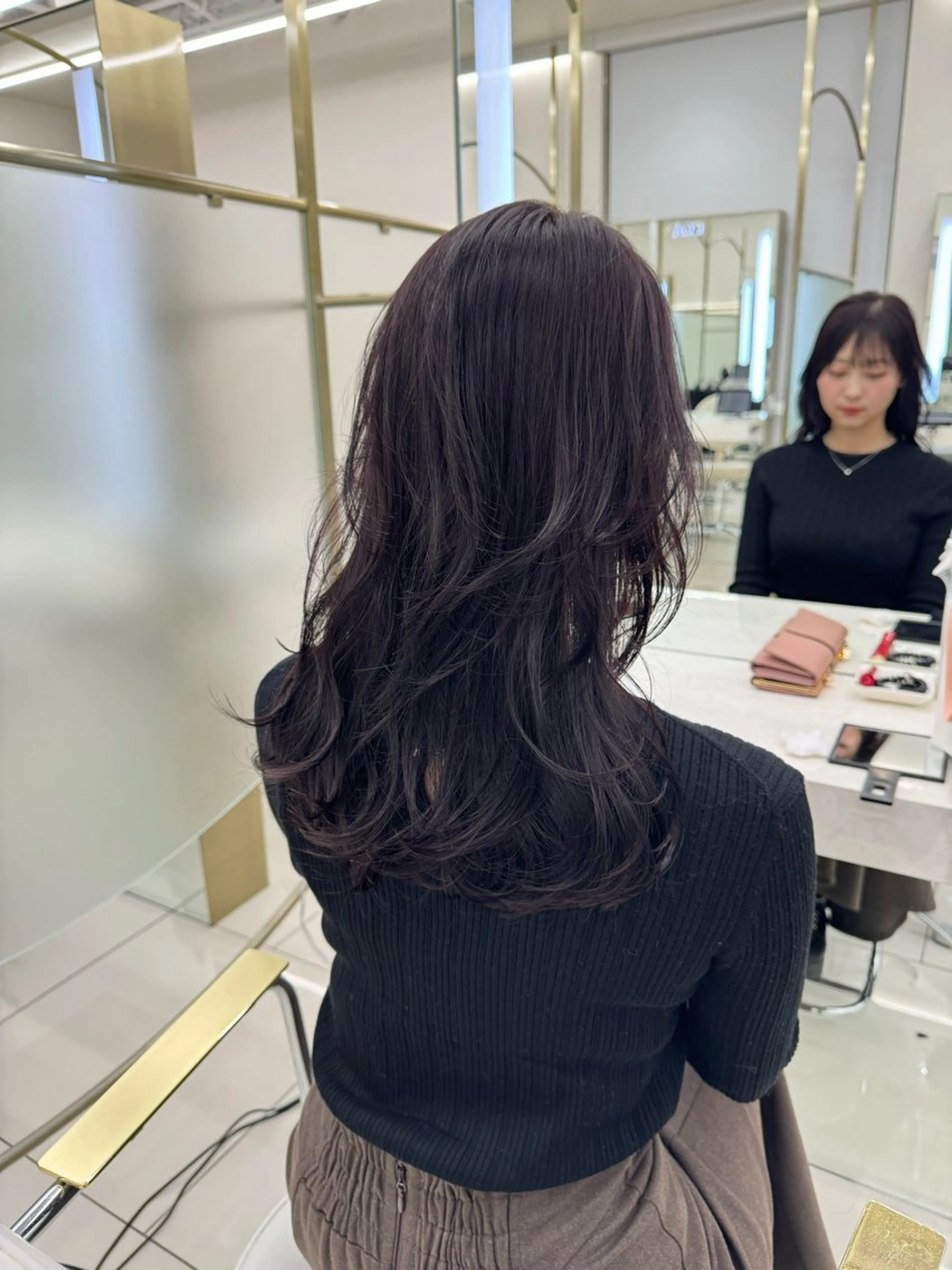 ミディアム カラー ラベンダーカラー レイヤーカット カット ヘアカラー トリートメント COA GINZA 空也/前髪/顔まわりのヘアスタイル