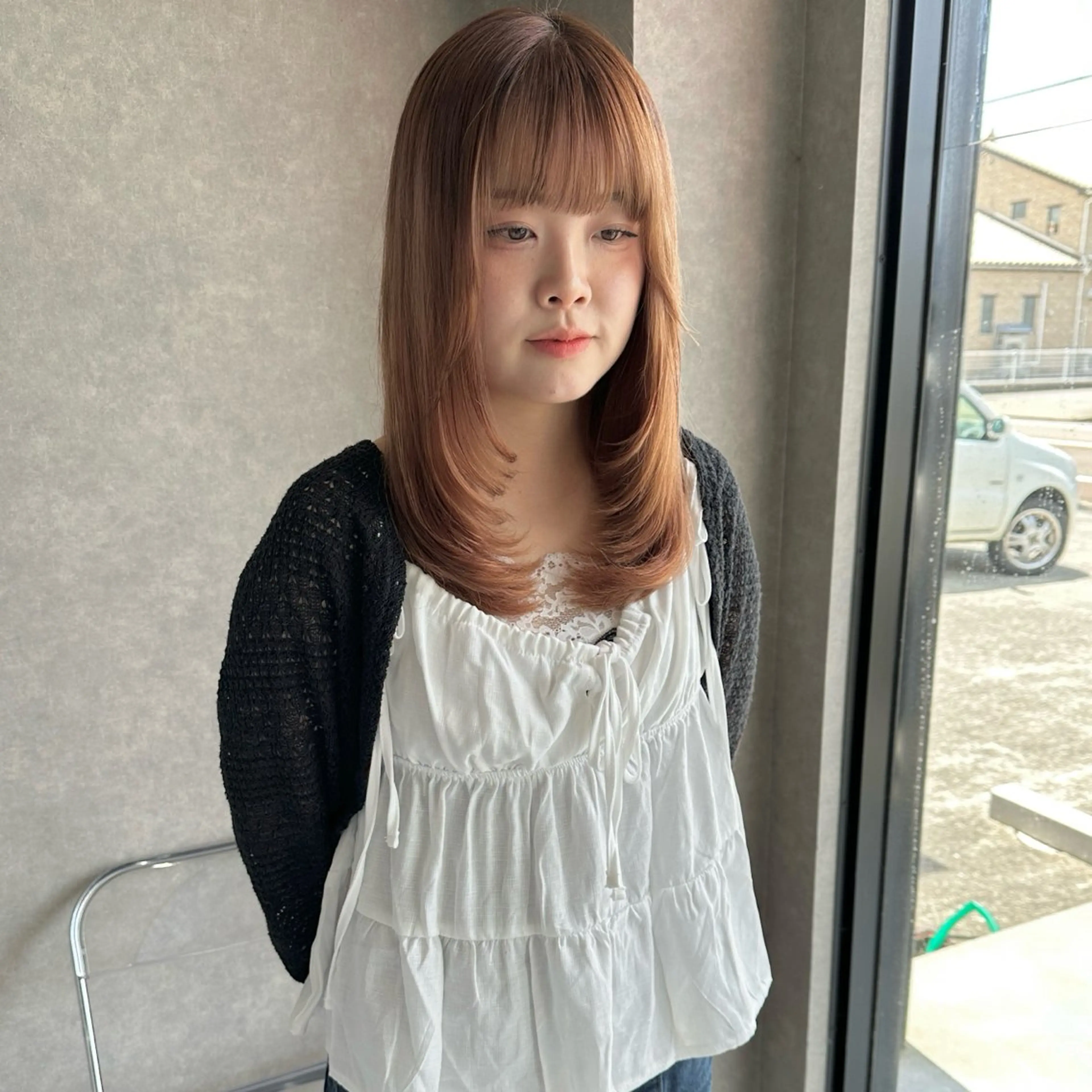 セミロング カット はちすか るかのヘアスタイル