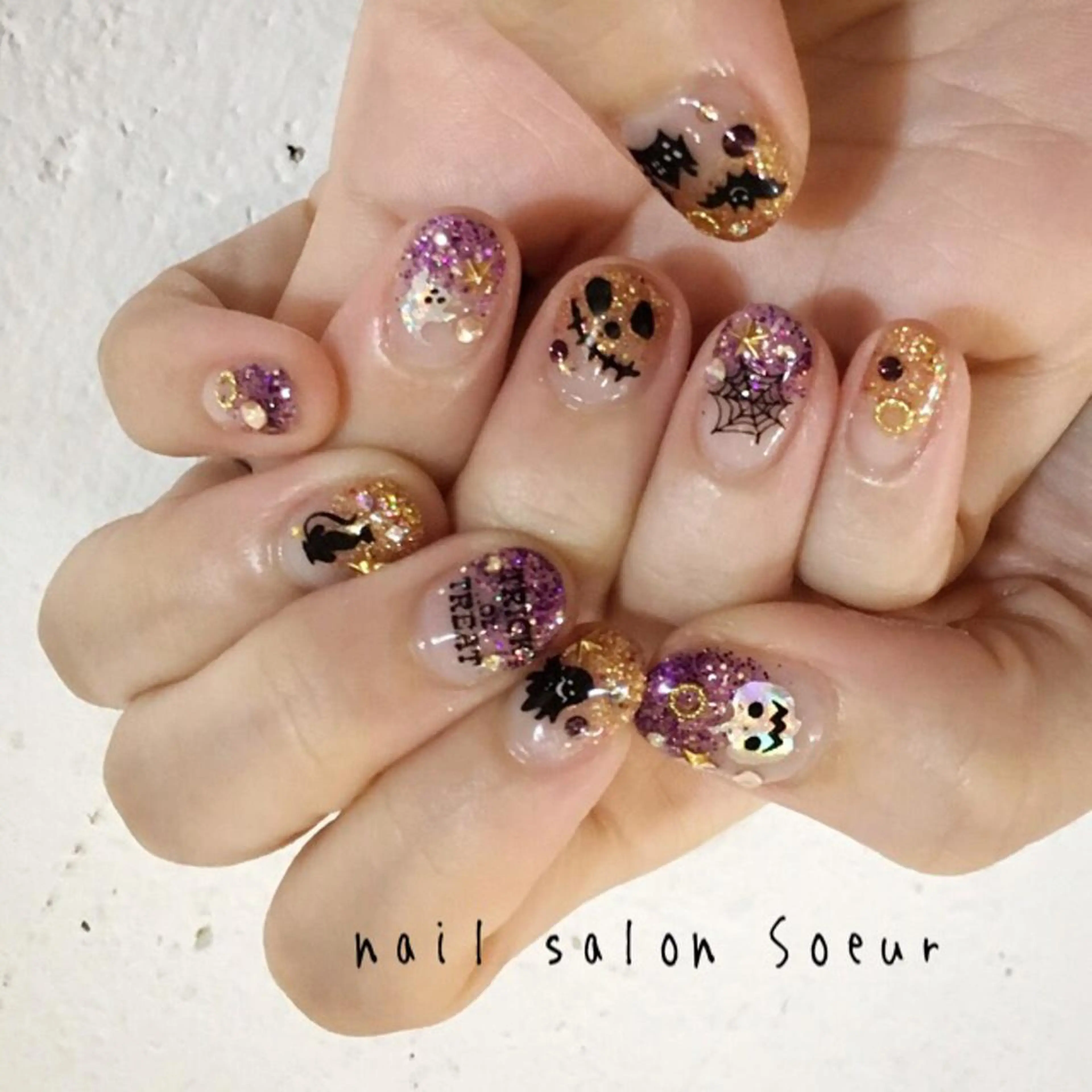 ネイル アートネイル ジェルネイル ハロウィン ハンドネイル nail salon Soeurのネイルデザイン