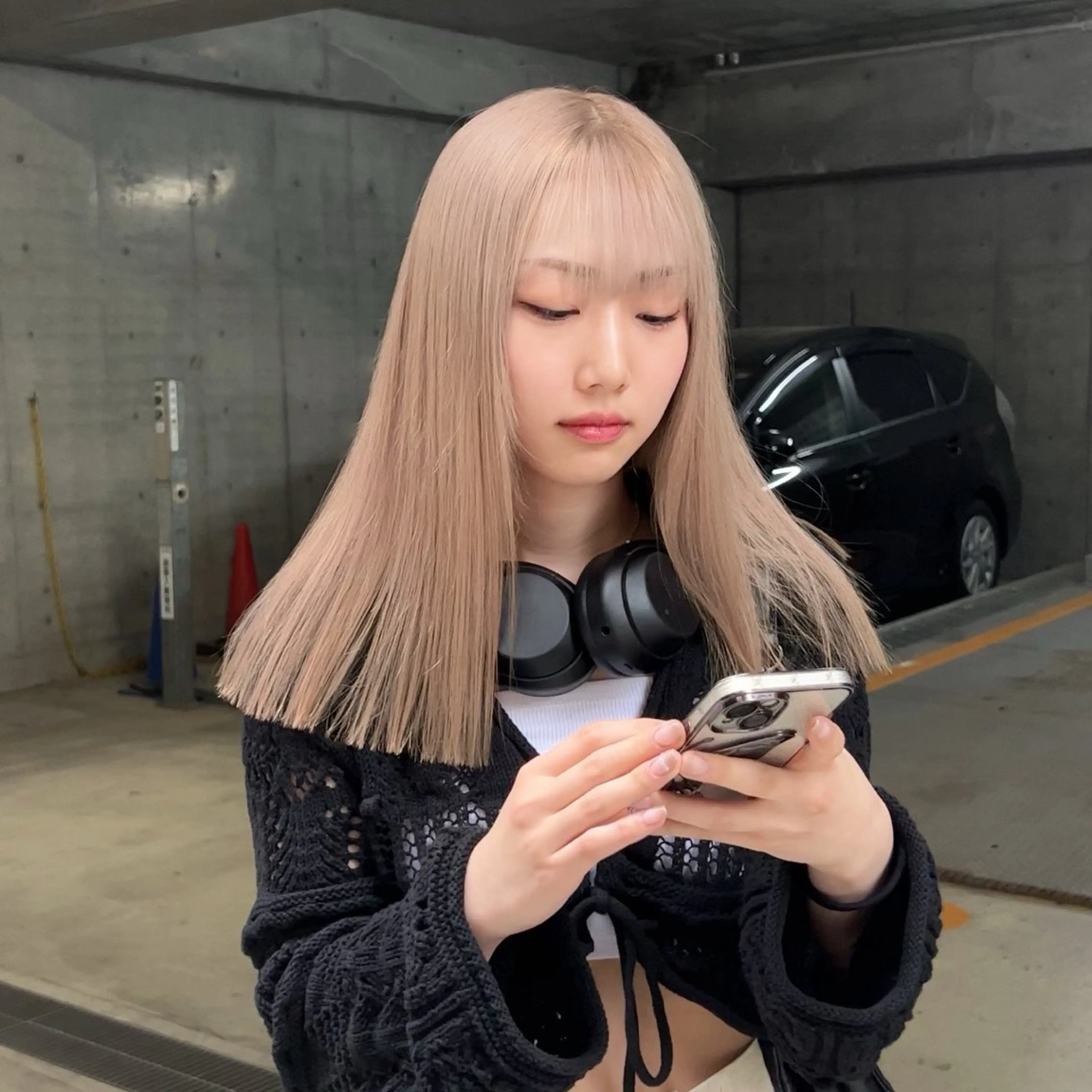 セミロング カラー ベージュカラー ミルクティーベージュ カット ヘアカラー ムラ修正💎 艶髪ハイトーン💎のヘアスタイル